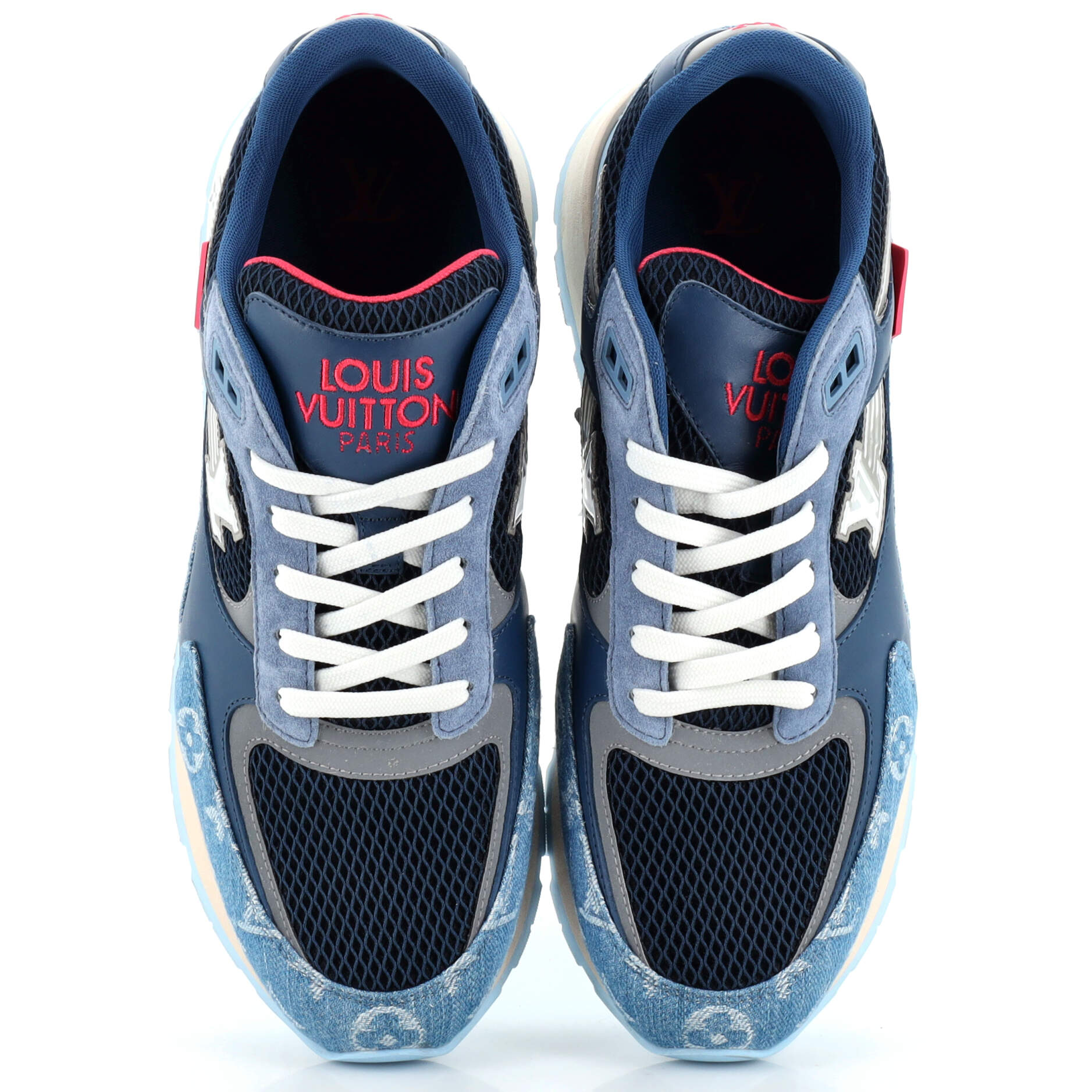 Men's Run Away Sneakers Mesh and Monogram Denim