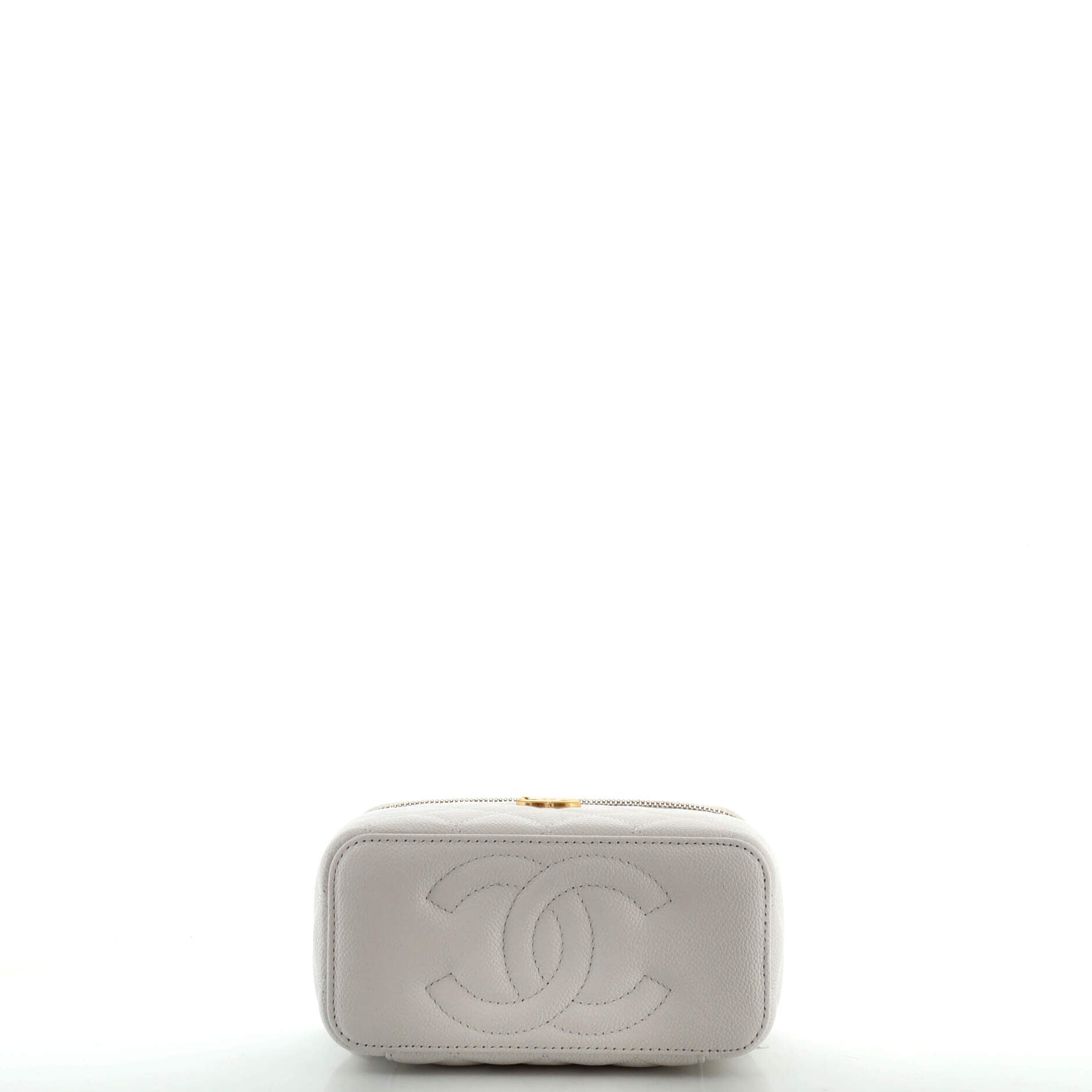 Sweet Heart Vanity Case with Chain Quilted Caviar Small