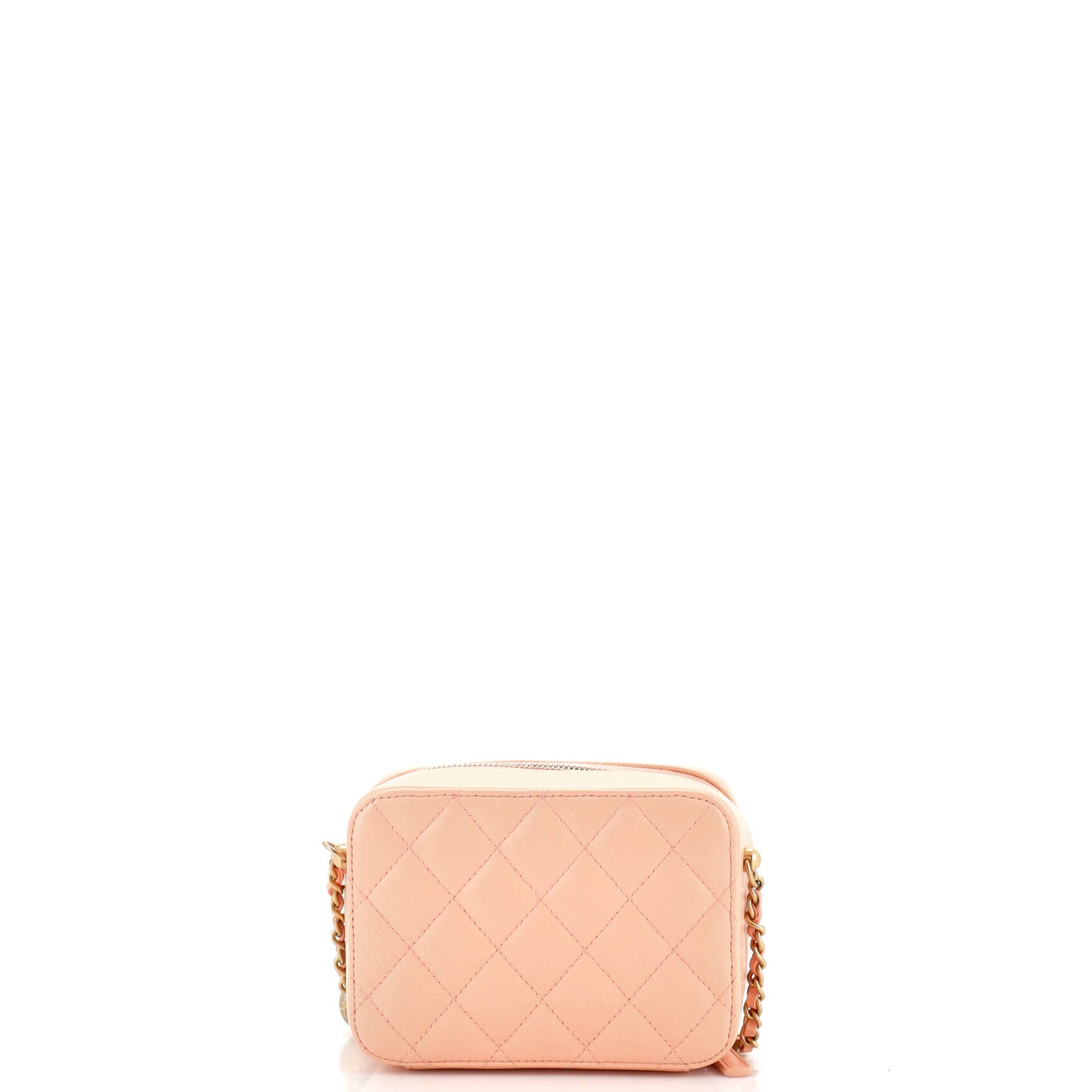 Pearl Crush Zip Around Vanity Case with Chain Quilted Lambskin Mini
