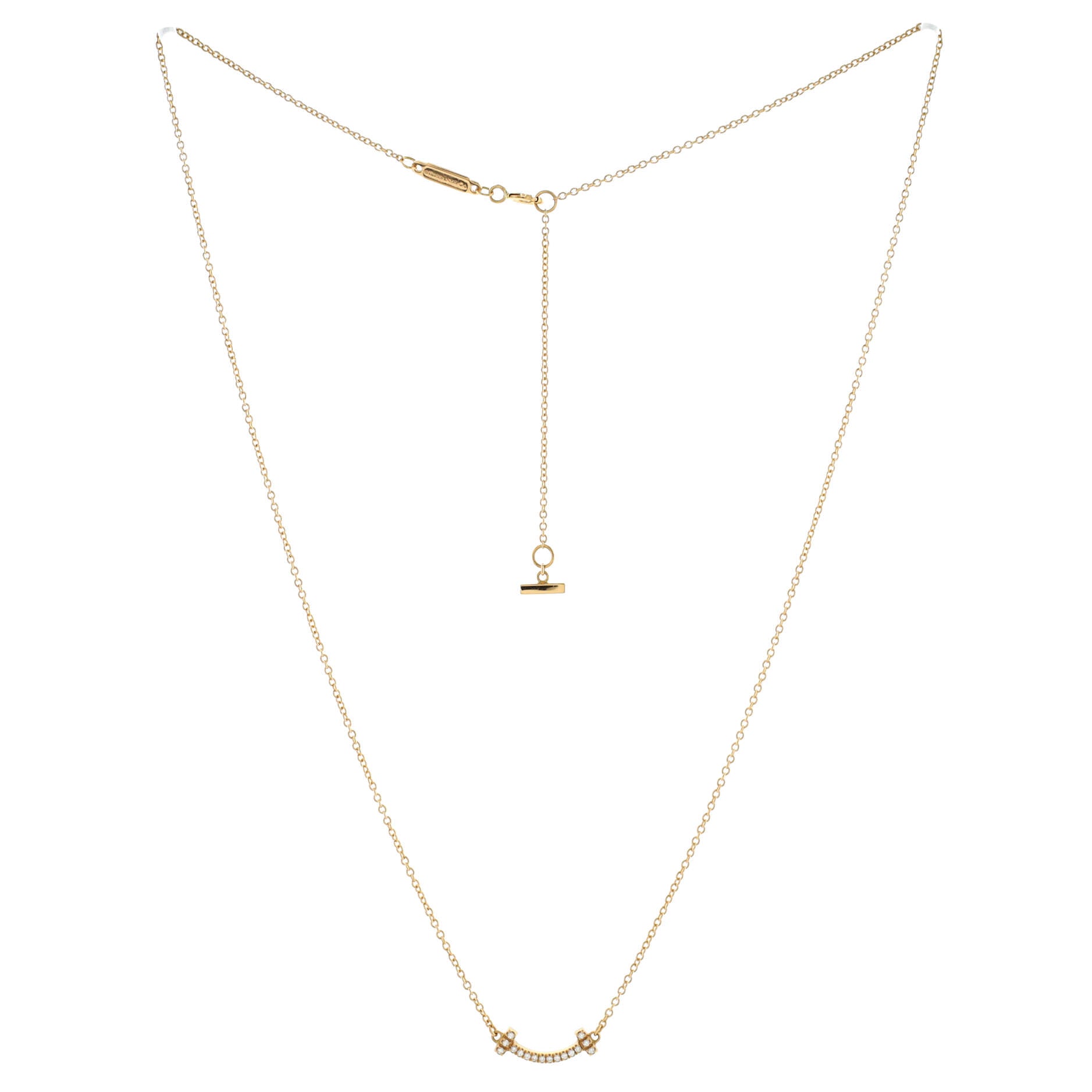 T Smile Pendant Necklace 18K Yellow Gold with Diamonds Mini