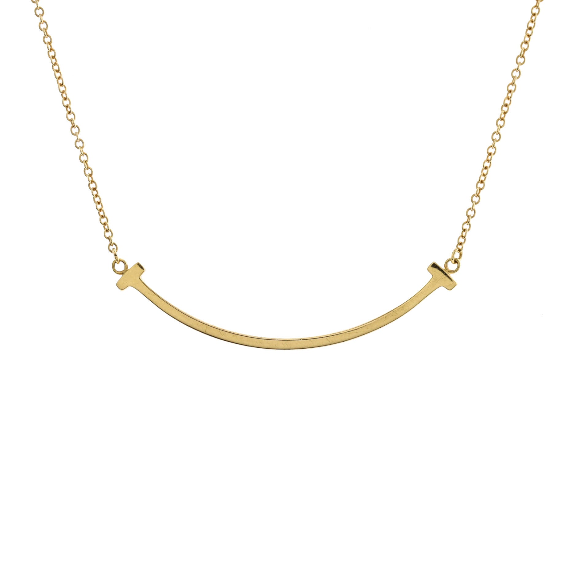 T Smile Pendant Necklace 18K Yellow Gold Small