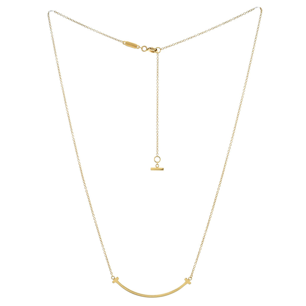 T Smile Pendant Necklace 18K Yellow Gold Small
