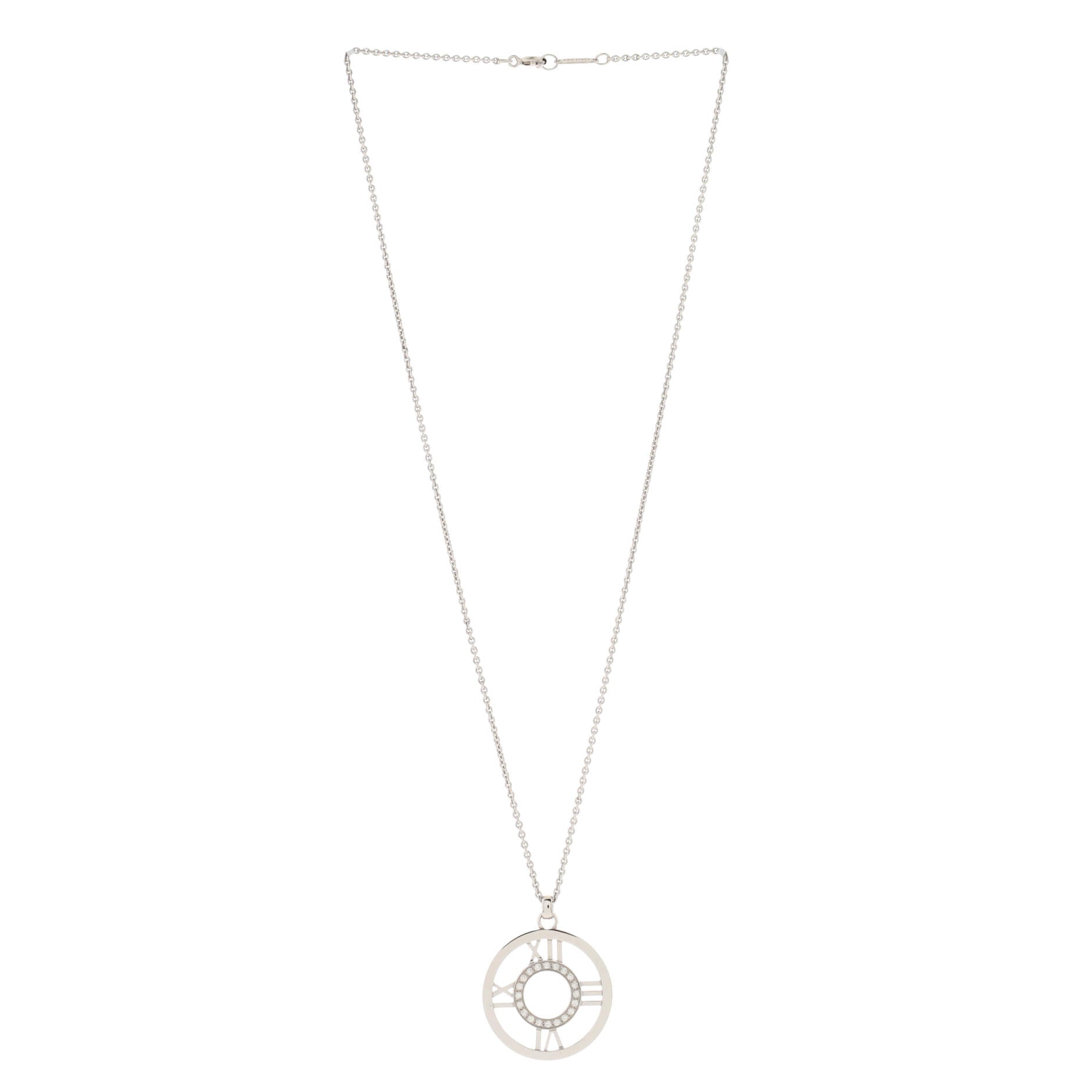 Atlas Circle Pendant Necklace 18K White Gold with Diamonds Medium