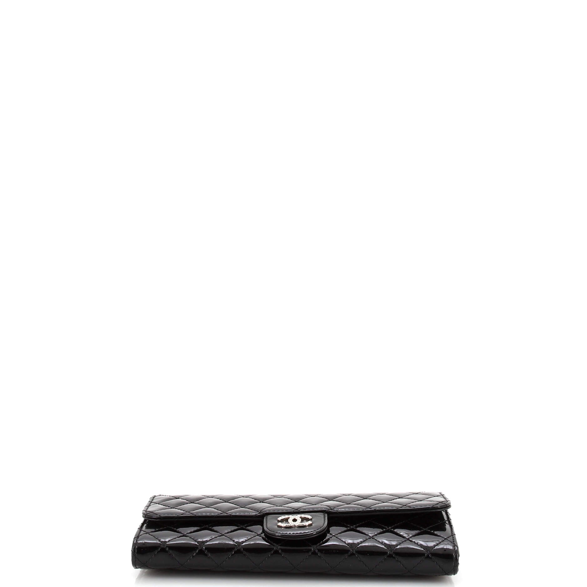 Brilliant Wallet on Chain Clutch Quilted Patent East West
