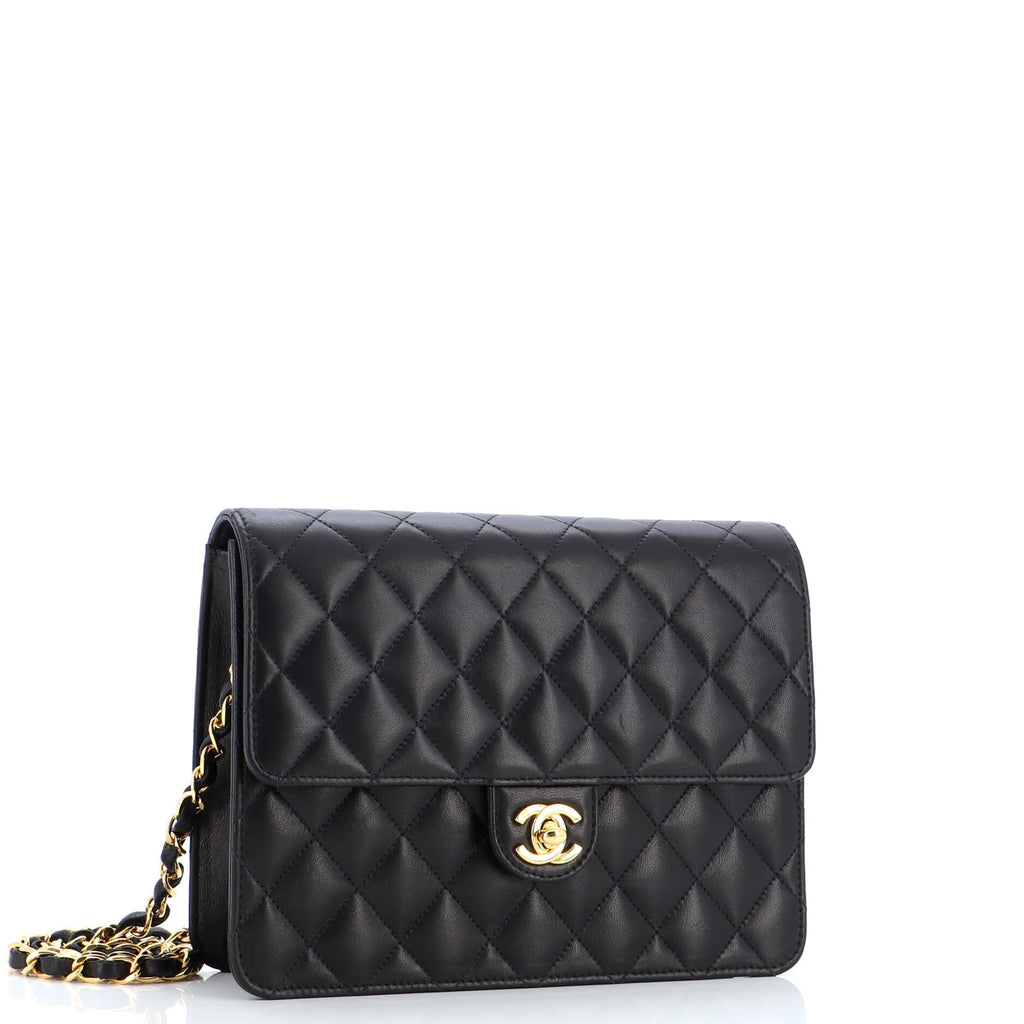 Vintage Clutch with Chain Quilted Leather Small