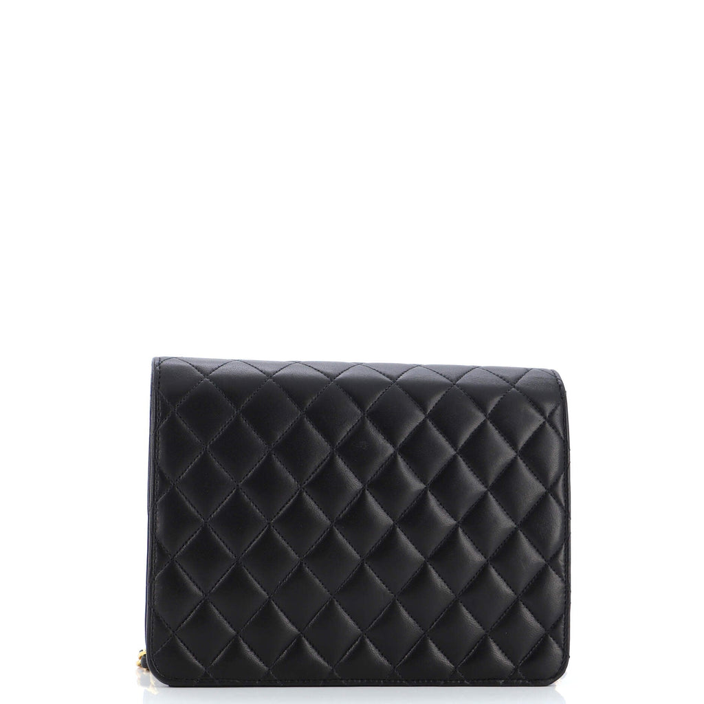 Vintage Clutch with Chain Quilted Leather Small