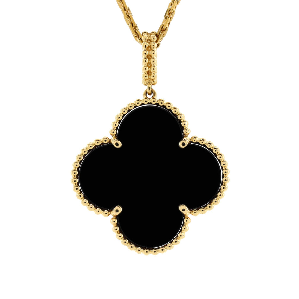 Magic Alhambra Pendant Necklace 18K Yellow Gold and Onyx