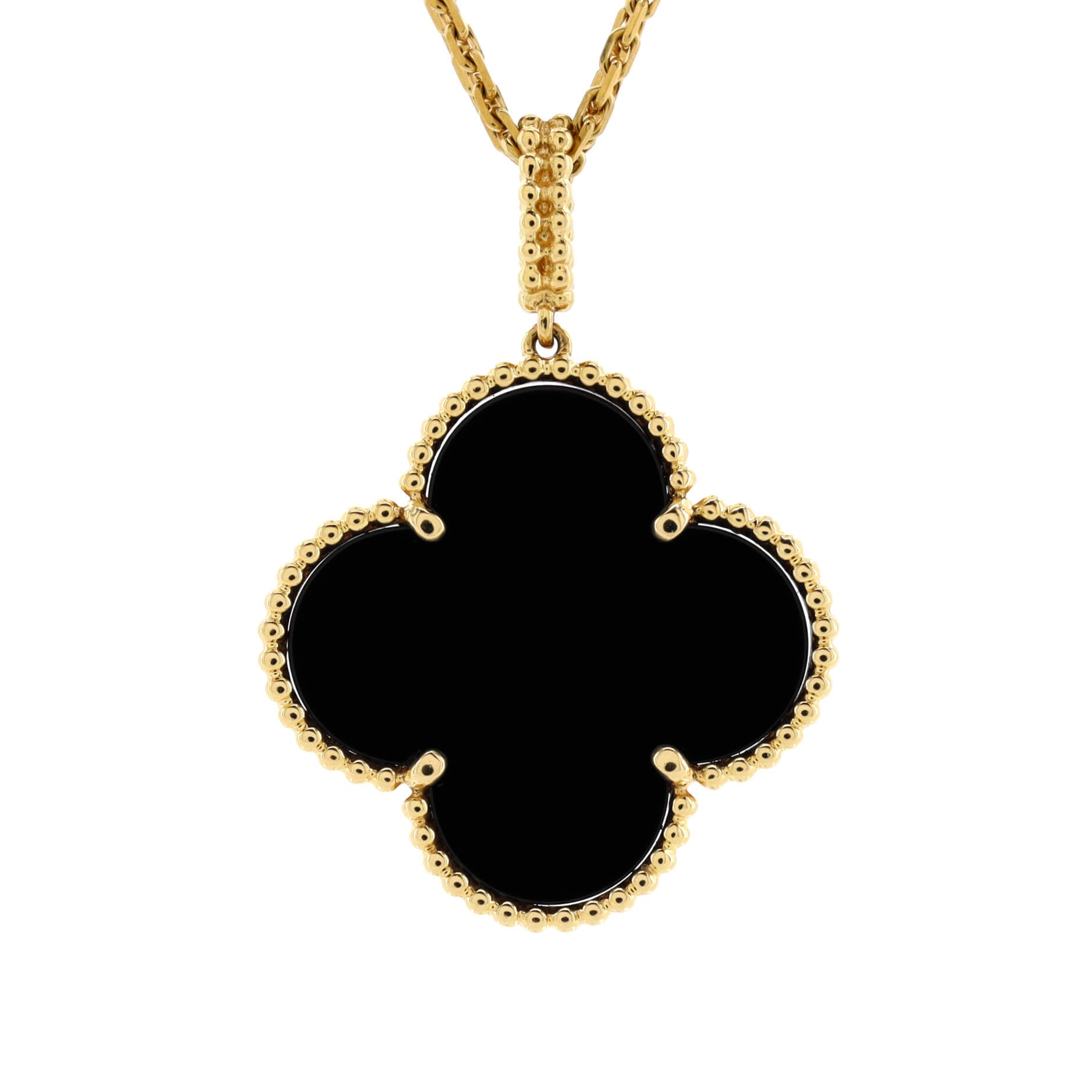 Magic Alhambra Pendant Necklace 18K Yellow Gold and Onyx