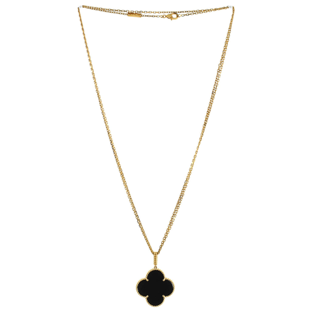 Magic Alhambra Pendant Necklace 18K Yellow Gold and Onyx