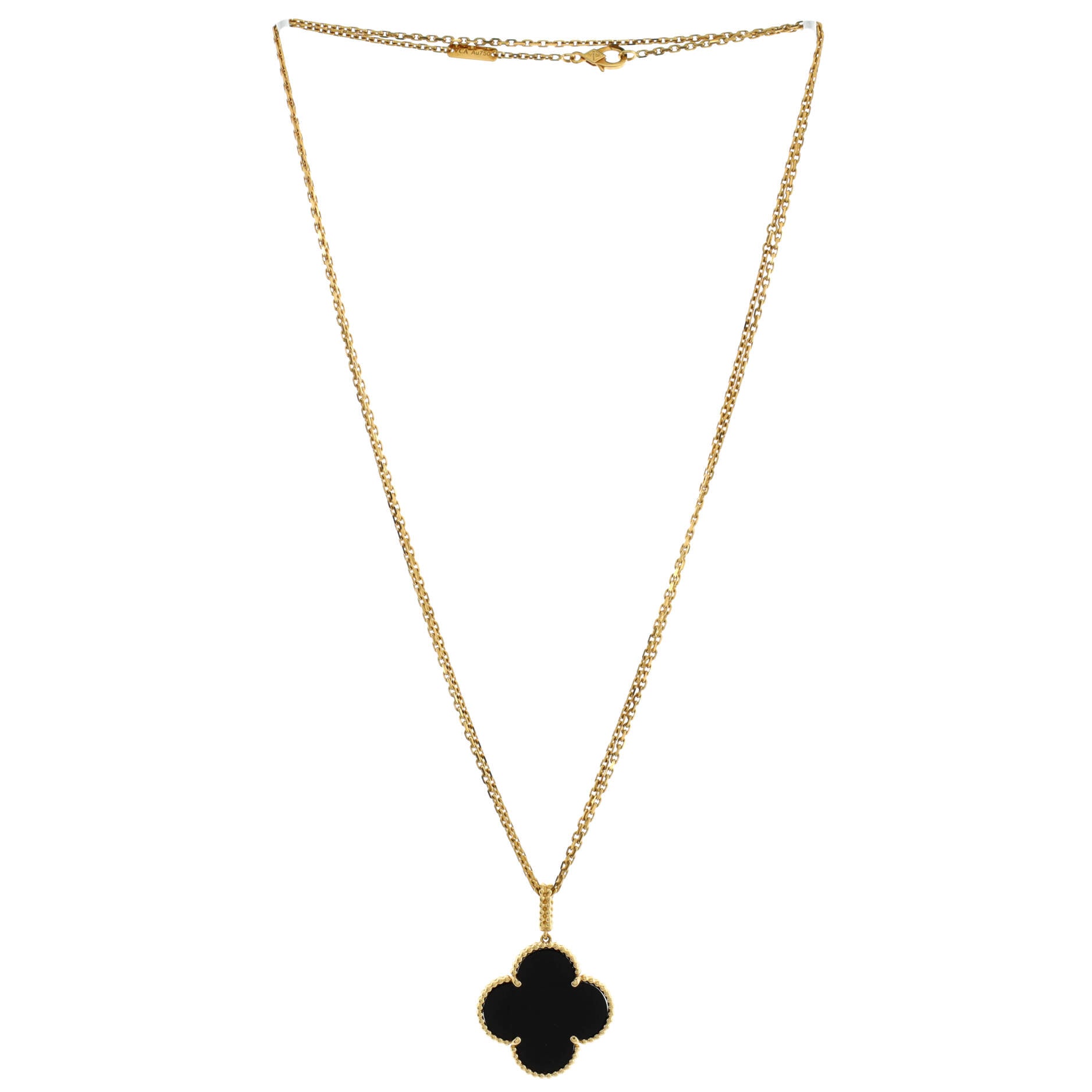 Magic Alhambra Pendant Necklace 18K Yellow Gold and Onyx