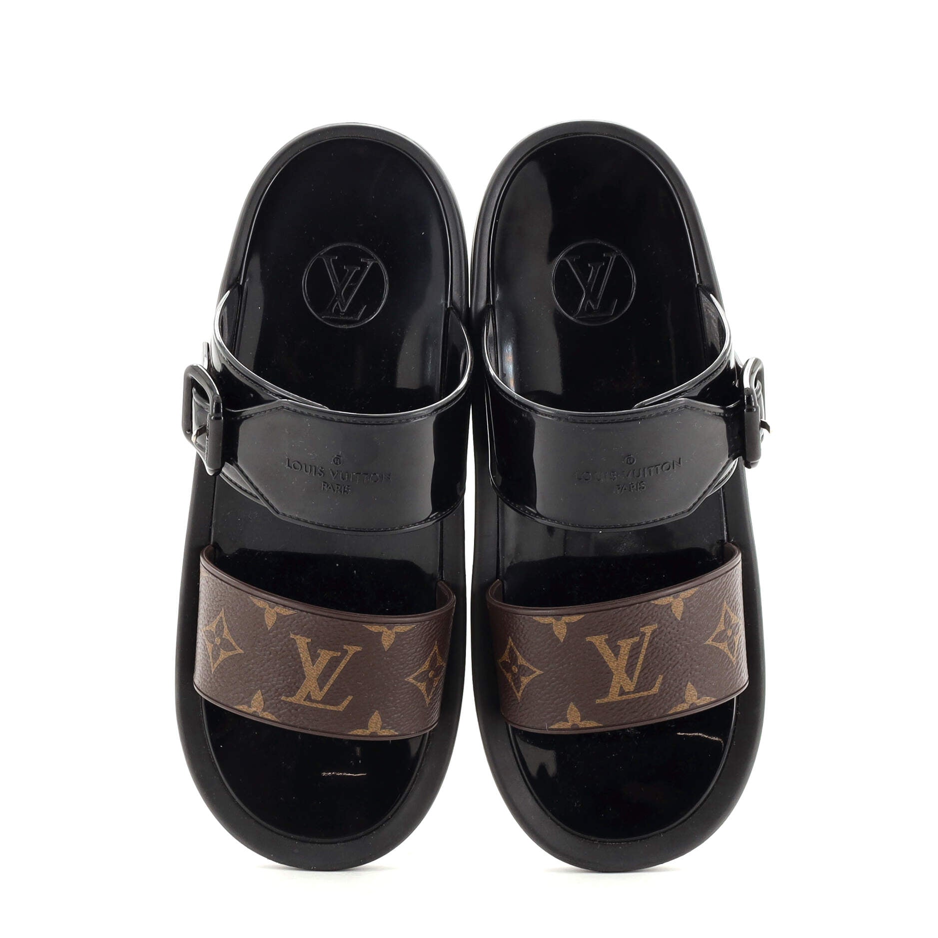 Women's Sunbath Flat Mule Sandals Monogram Canvas and Rubber