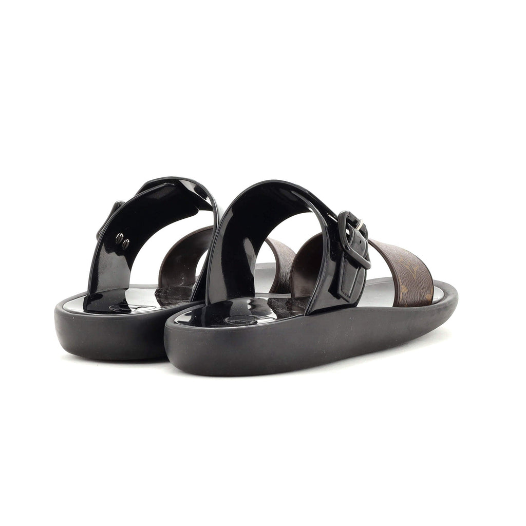 Women's Sunbath Flat Mule Sandals Monogram Canvas and Rubber