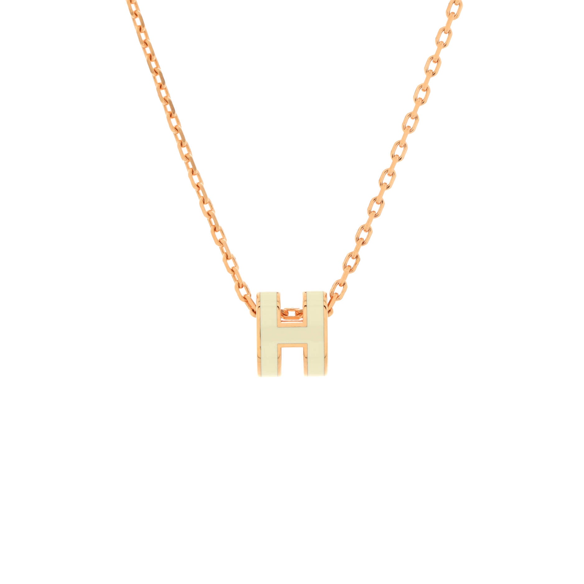 Pop H Pendant Chain Necklace Metal and Enamel Mini