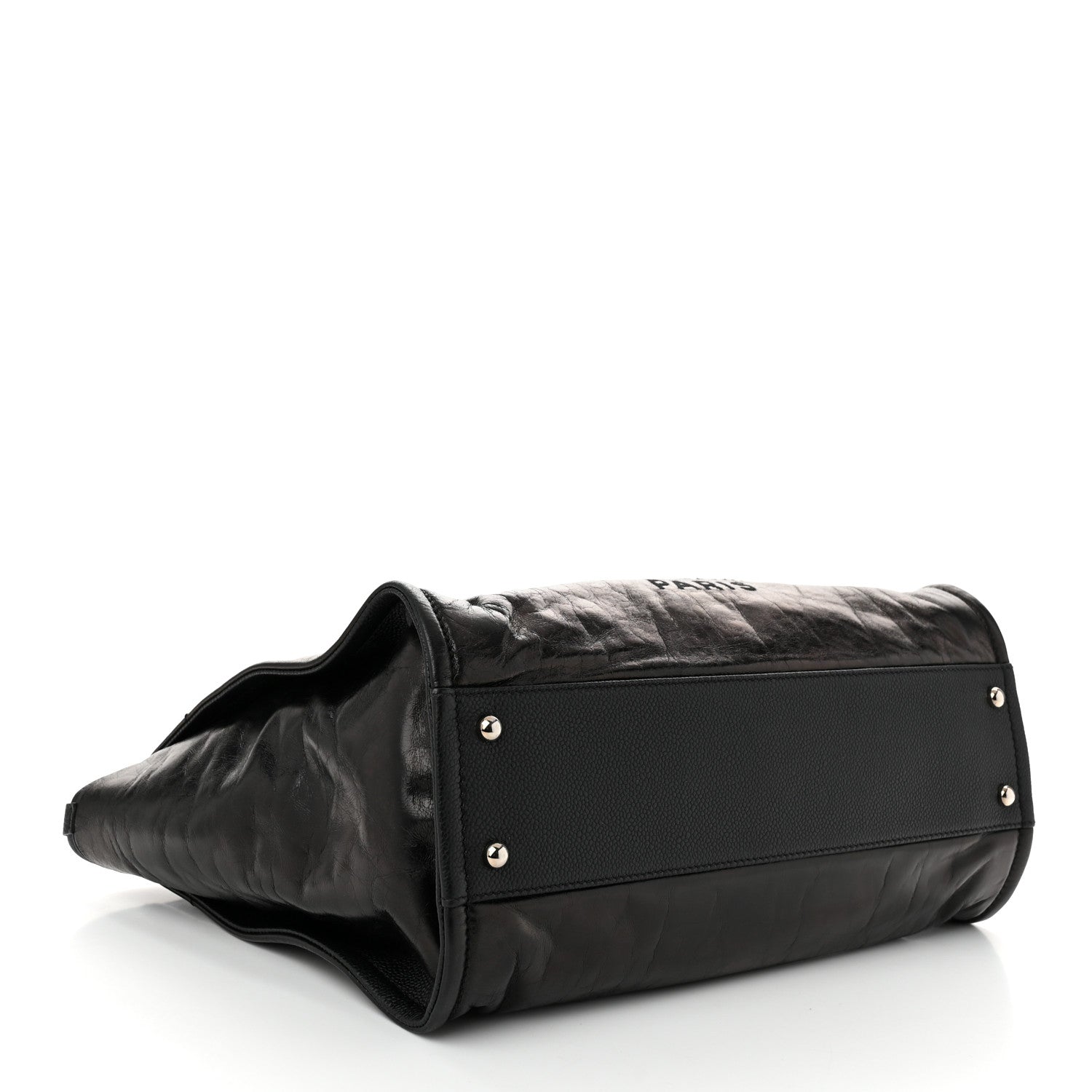 Glazed Calfskin Small Deauville Tote Black