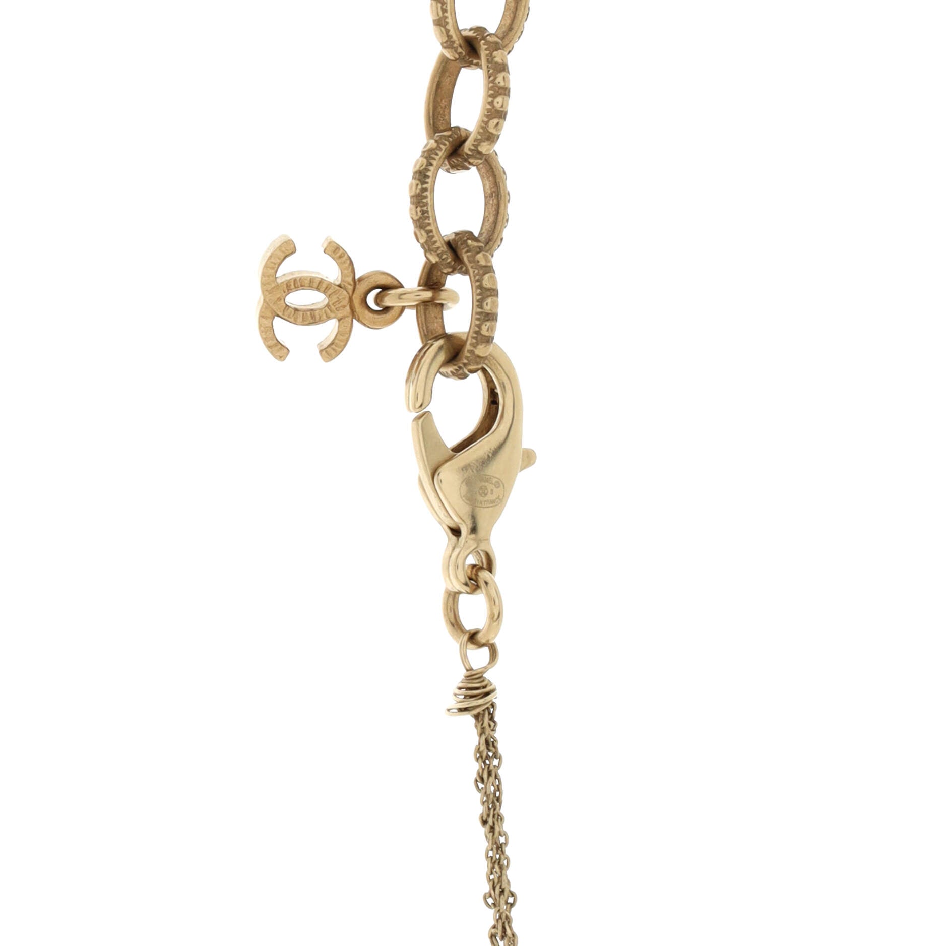 CC Station Long Necklace Metal with Faux Pearls