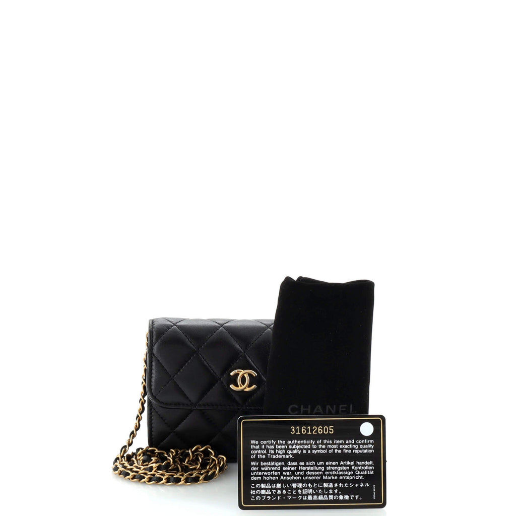 Pearl Crush Flap Clutch with Chain Quilted Lambskin Mini