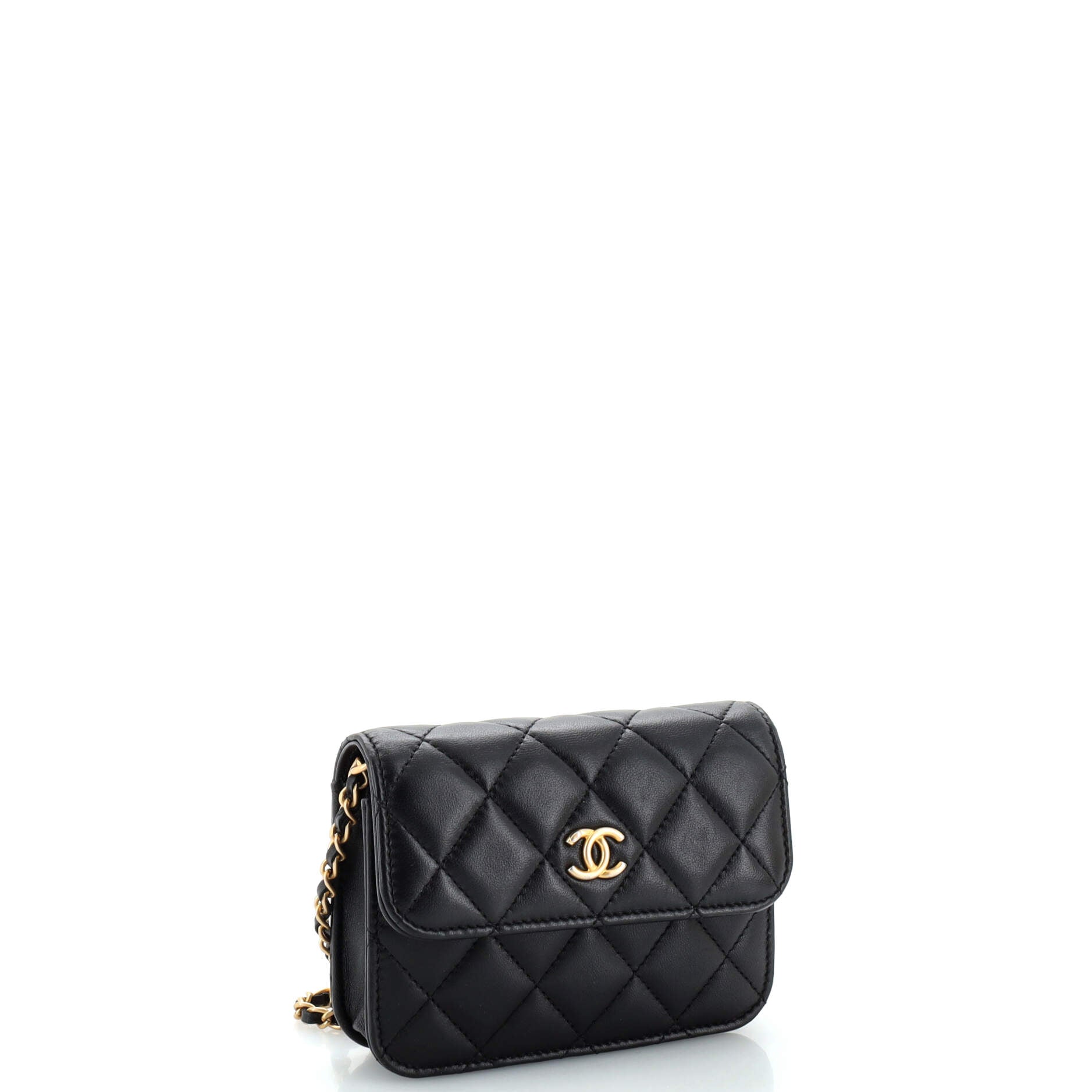 Pearl Crush Flap Clutch with Chain Quilted Lambskin Mini