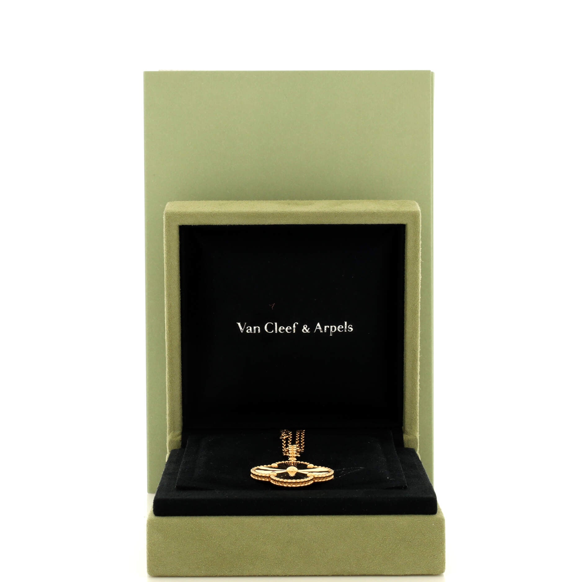 Magic Alhambra Pendant Necklace Guilloche 18K Yellow Gold