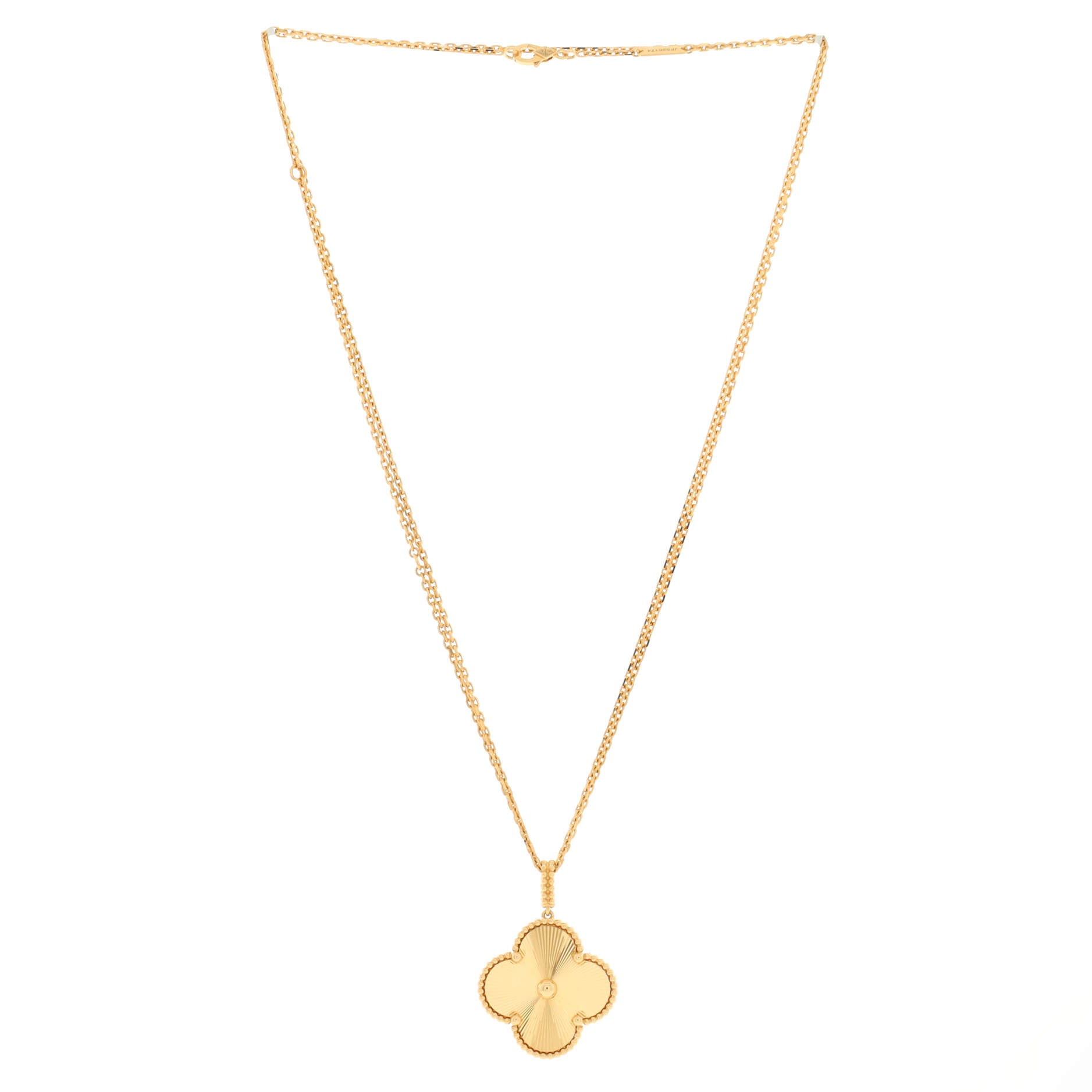 Magic Alhambra Pendant Necklace Guilloche 18K Yellow Gold