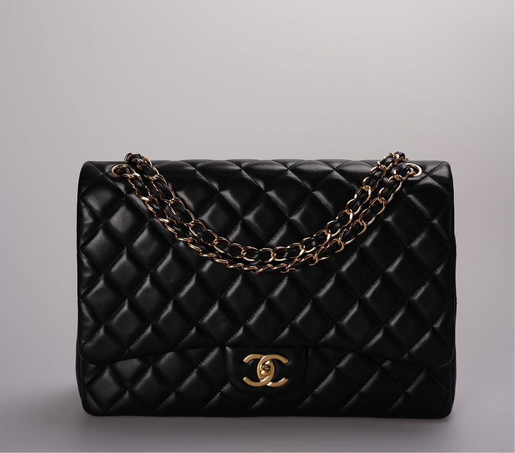Chanel Timeless Flap Quilted Maxi Lambskin Gold-tone Black