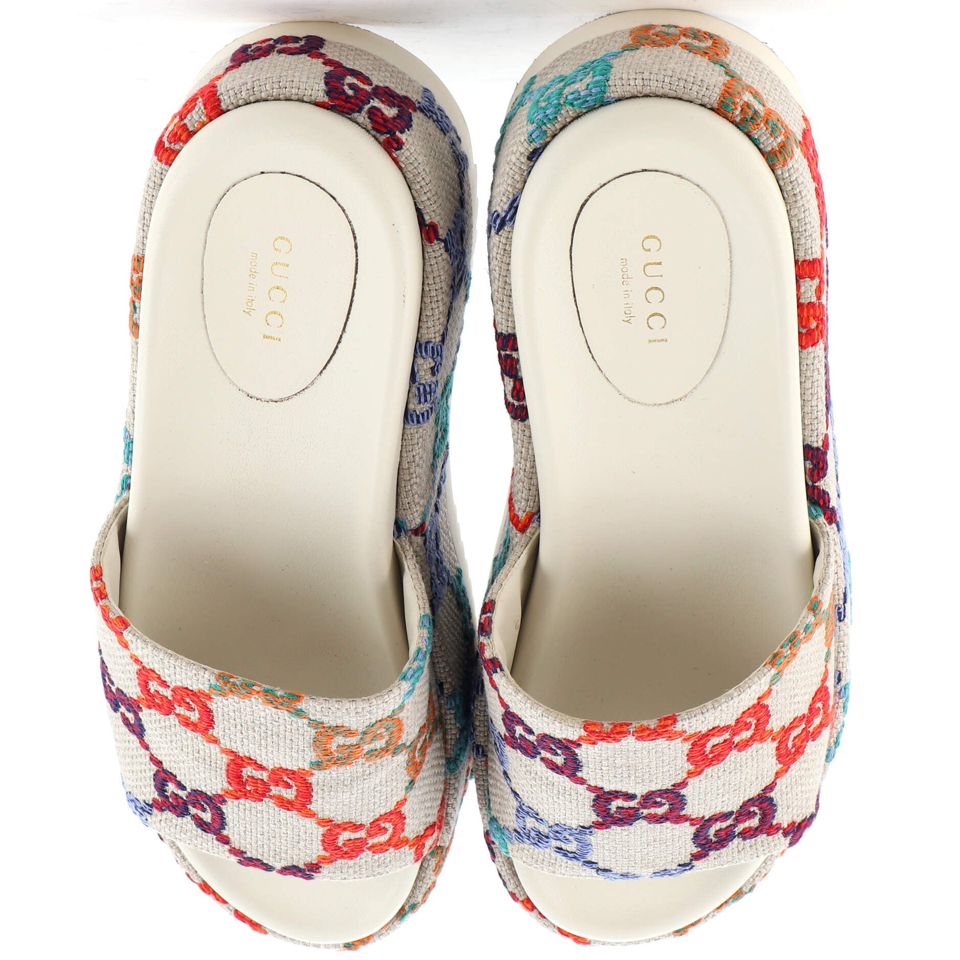 Women's Angelina Platform Slide Sandals Multicolor GG Linen