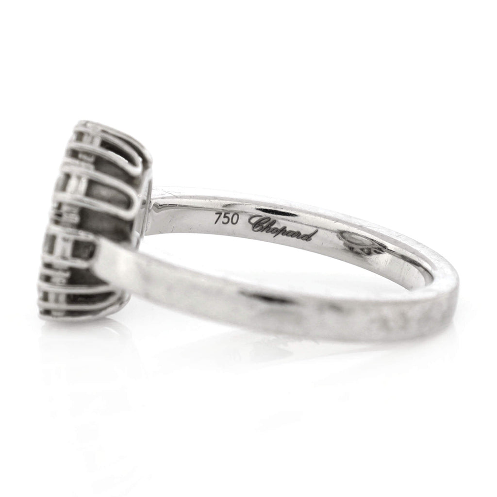 Happy Diamonds Round Ring 18K White Gold with Diamonds and 1 Floating Diamond