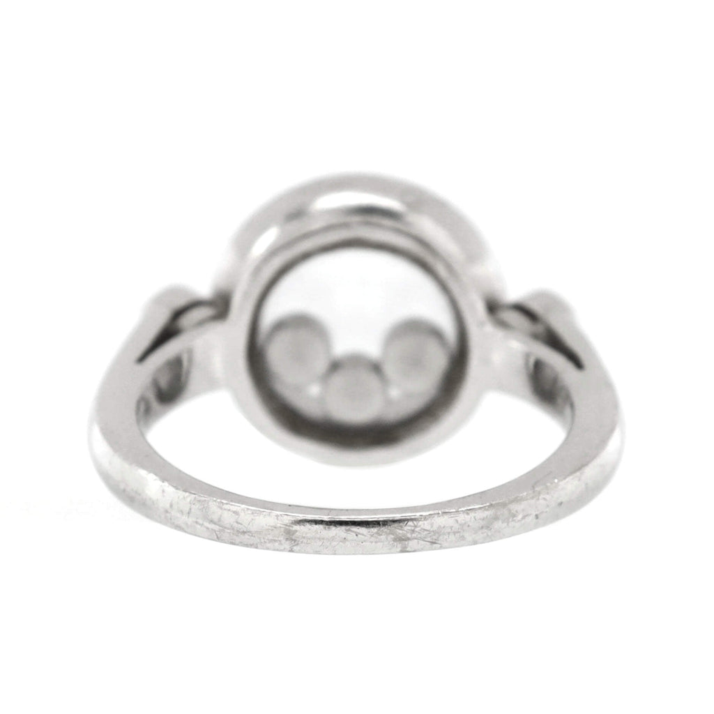 Happy 3 Floating Diamonds Circle Ring 18K White Gold with Diamonds