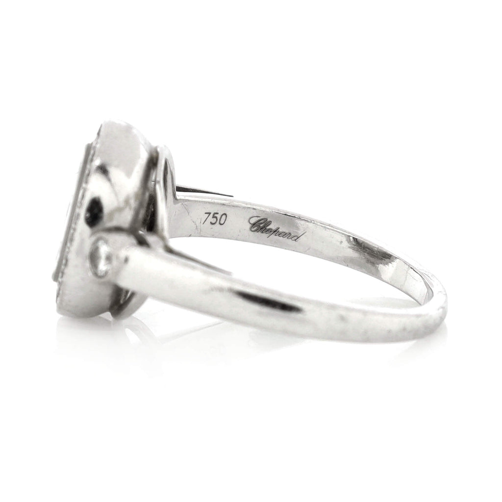 Happy 3 Floating Diamonds Circle Ring 18K White Gold with Diamonds