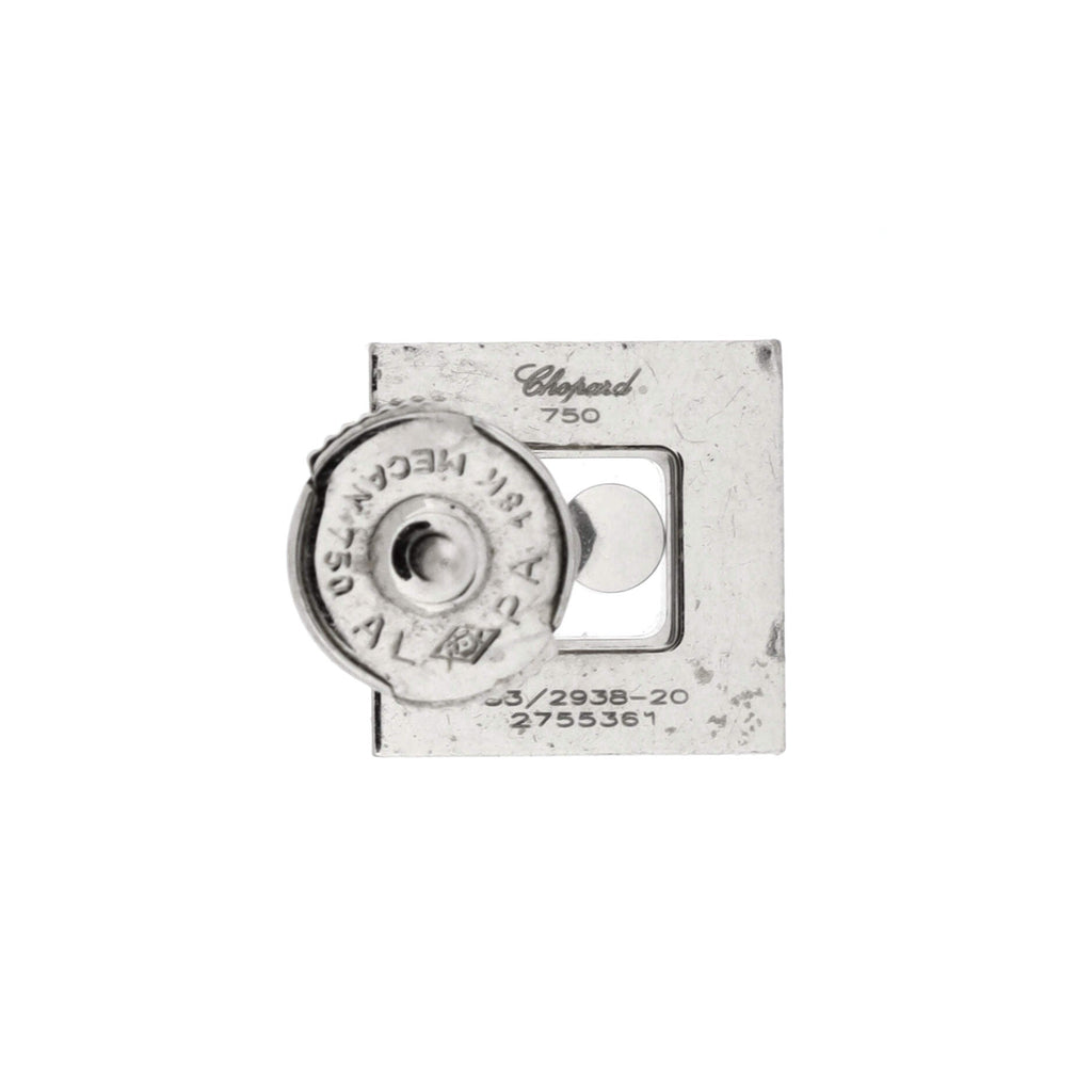 Happy Diamonds Square Stud Earrings 18K White Gold with 1 Floating Diamond