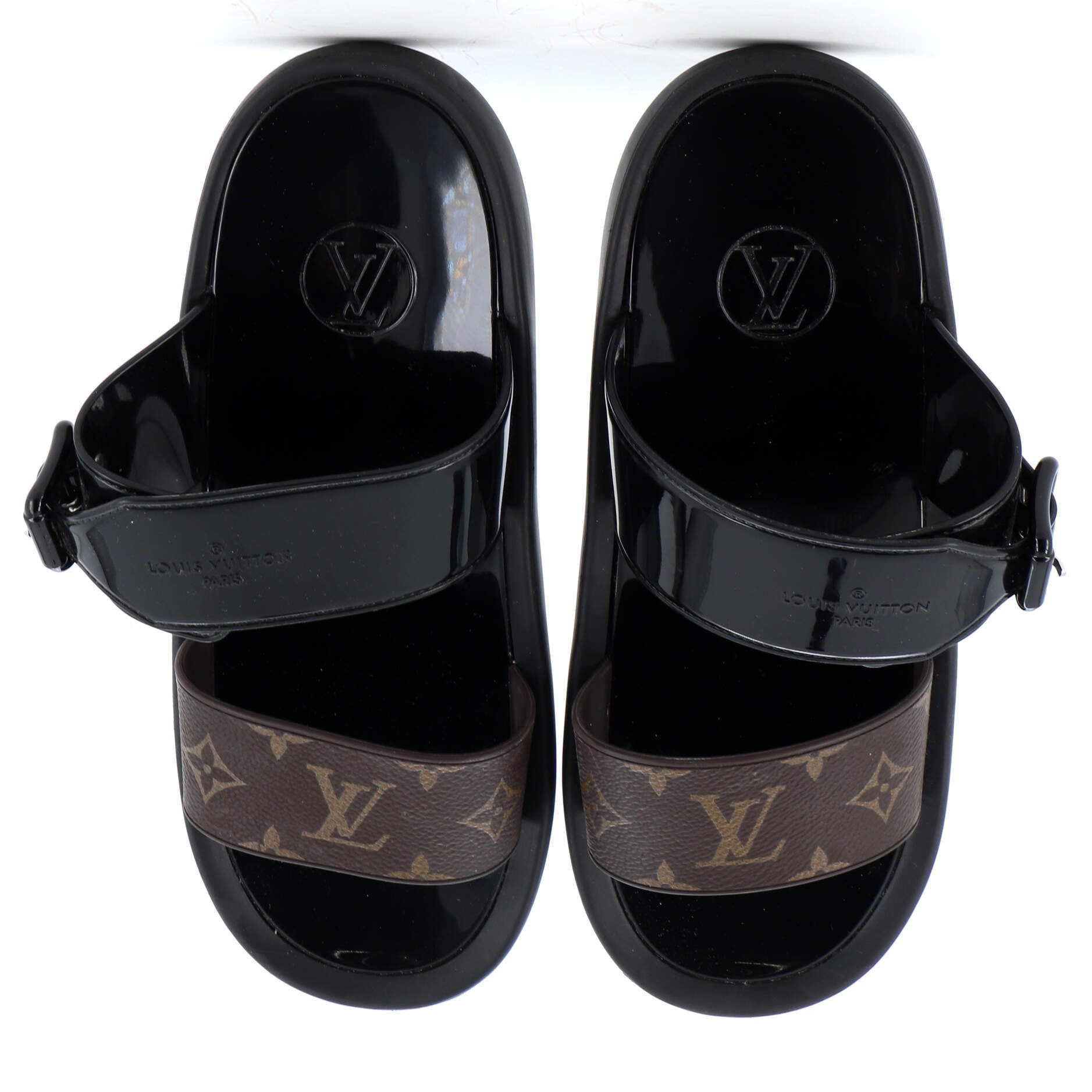 Women's Sunbath Flat Mule Sandals Monogram Canvas and Rubber