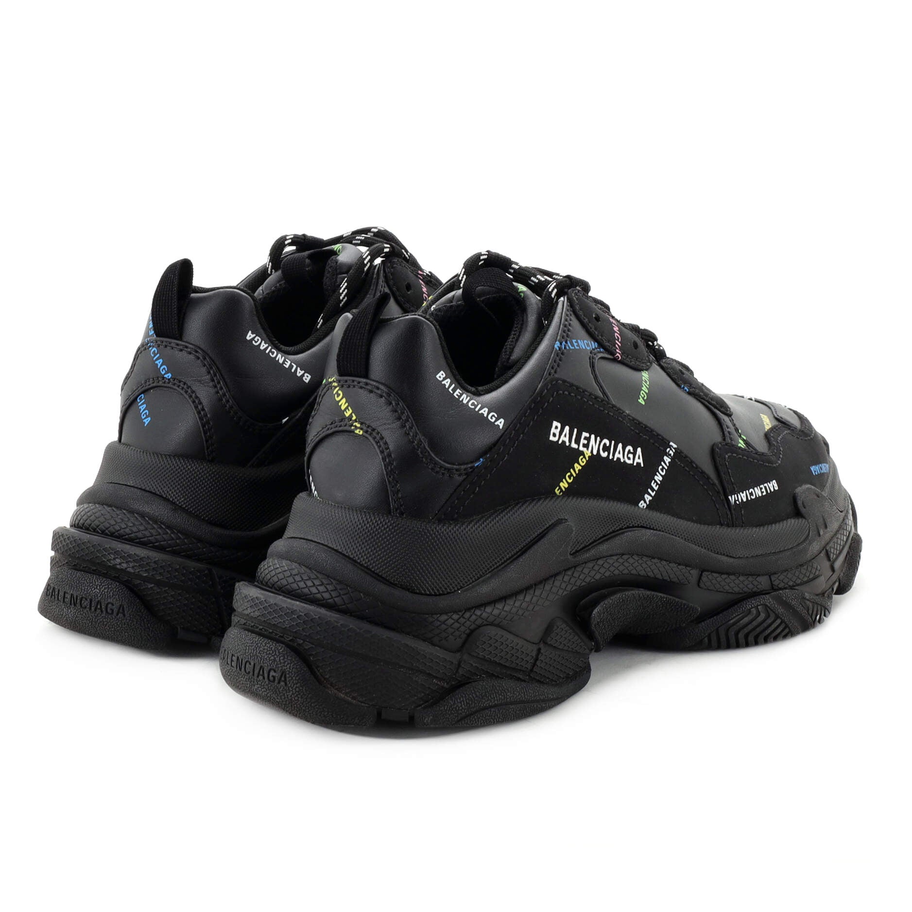 Women's Allover Logo Triple S Sneakers Printed Technical Fabric and Faux Leather