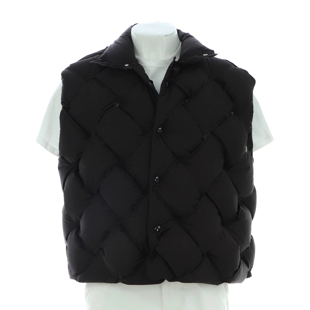 Men's Button Up Puffer Vest Intrecciato Padded Polyamide