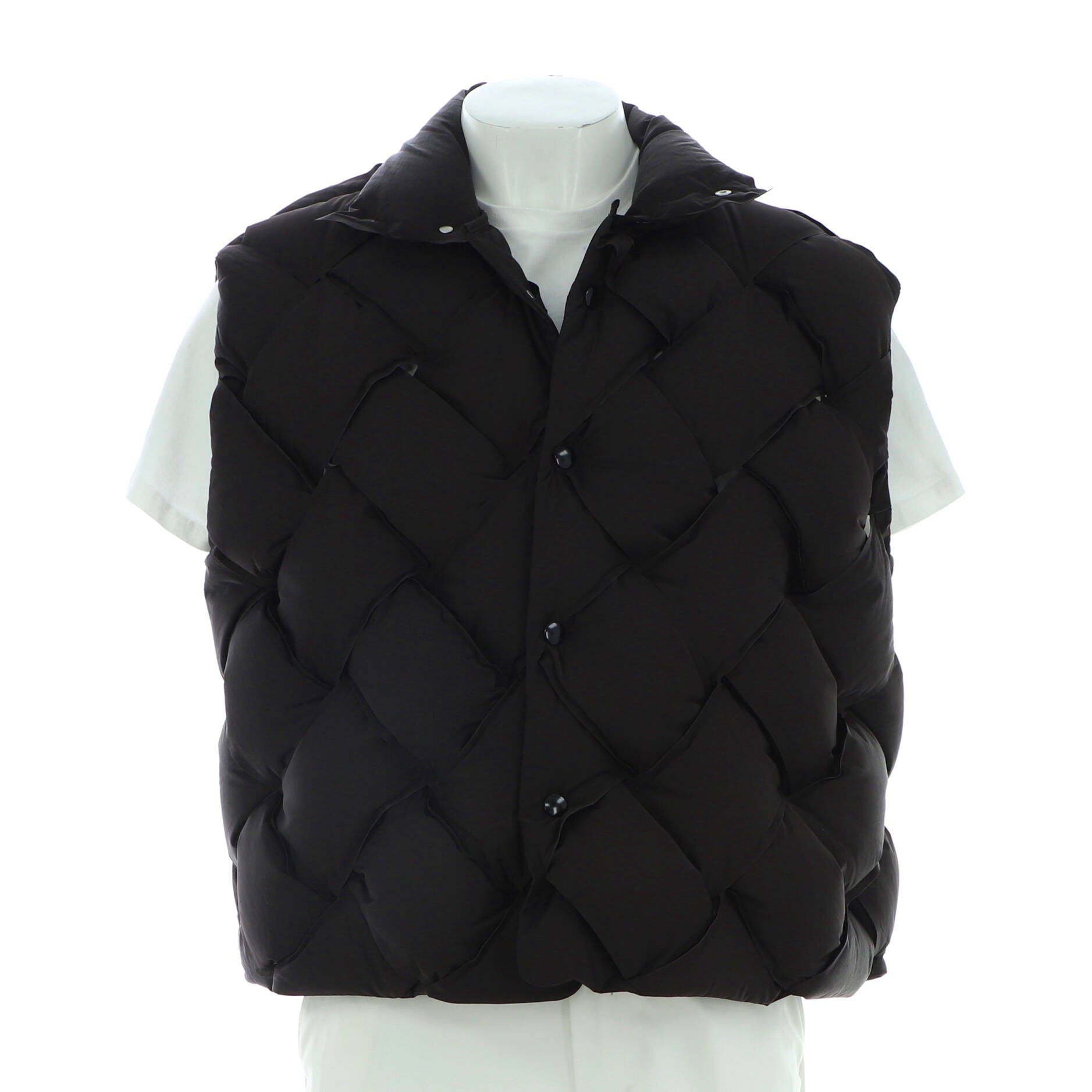 Men's Button Up Puffer Vest Intrecciato Padded Polyamide