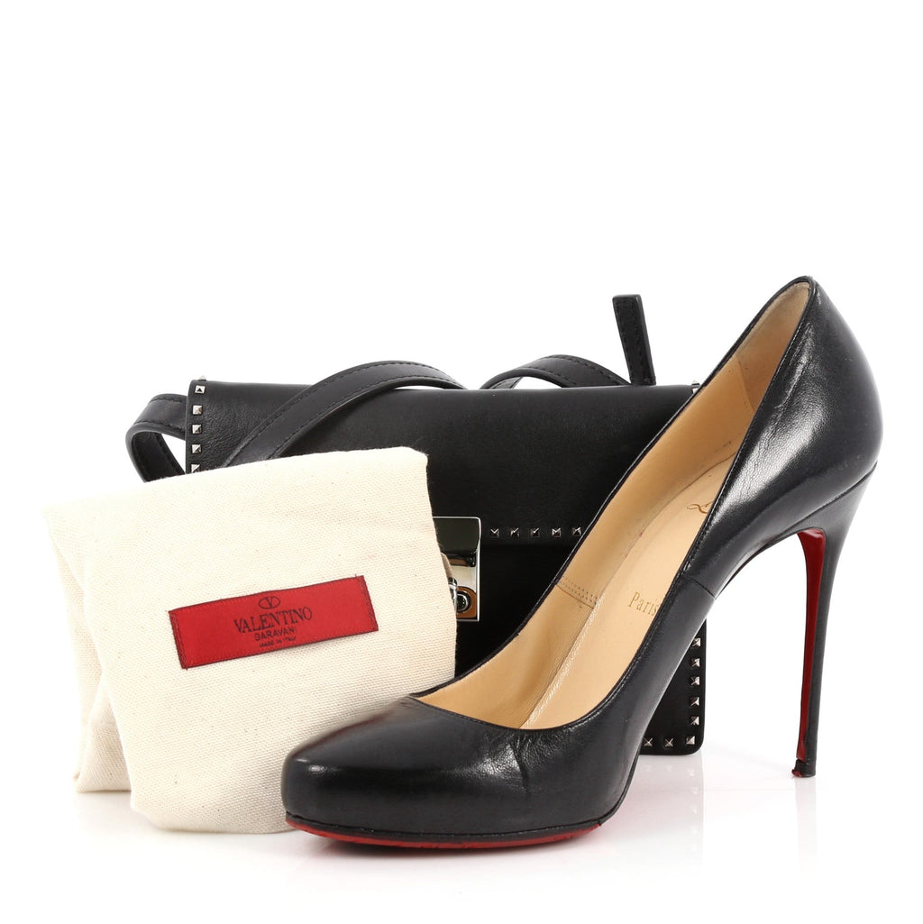 Turnlock Flap Shoulder Bag Leather with Micro Rockstuds Mini