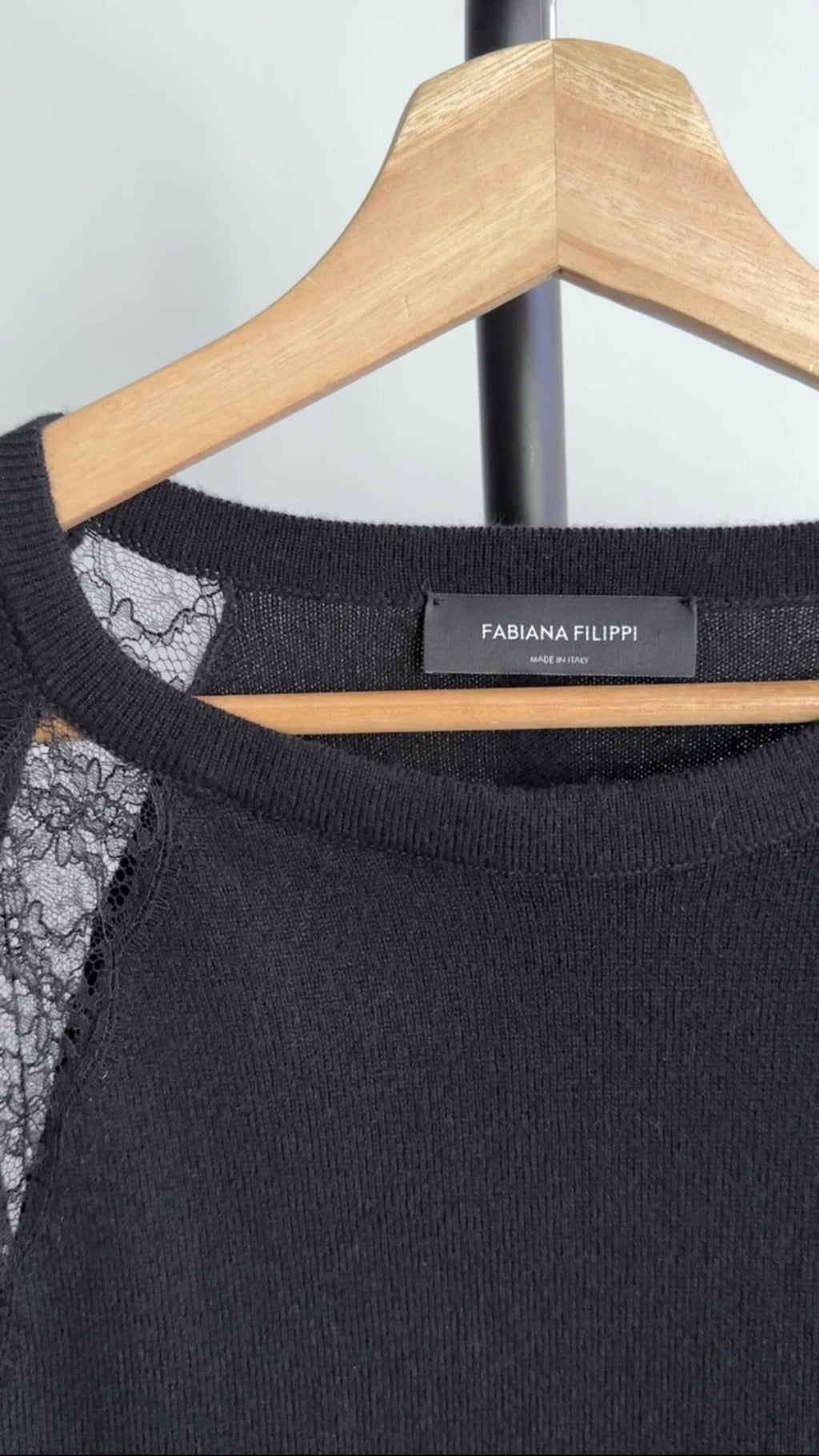 Fabiana Filippi Black Cashmere Monili Lace Sweater - S (4/6)