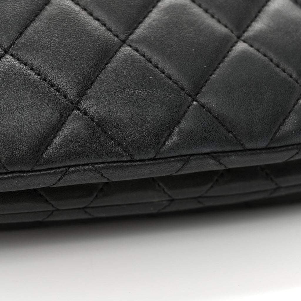 Lambskin Quilted Small Pillow Crush Flap Black
