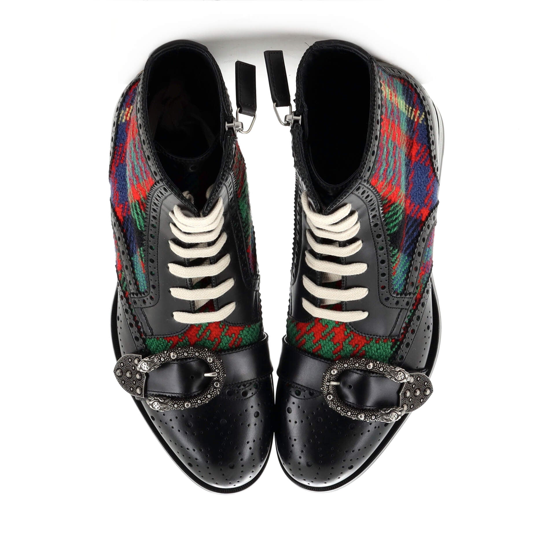Men's Queercore Lace Up Boots Tartan and Leather