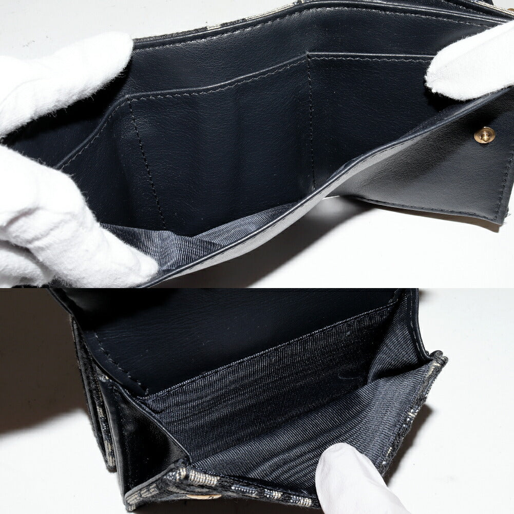 Dior Saddle Oblique Canvas Calfskin Trifold Wallet