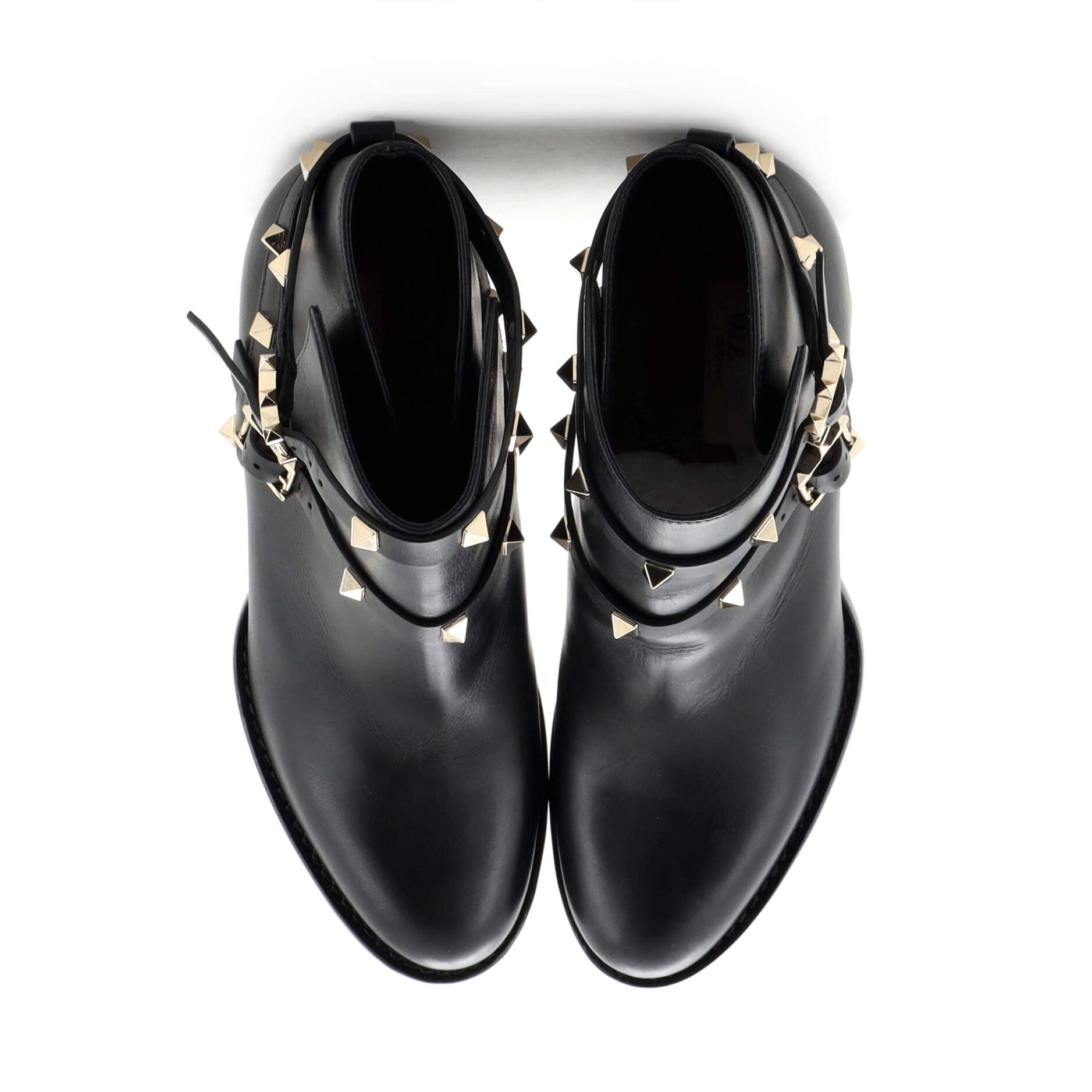 Women's Rockstud Buckle Block Heel Ankle Boots Leather