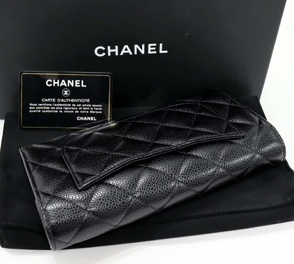 Chanel Classic Flap Wallet Caviar Skin Long Wallet