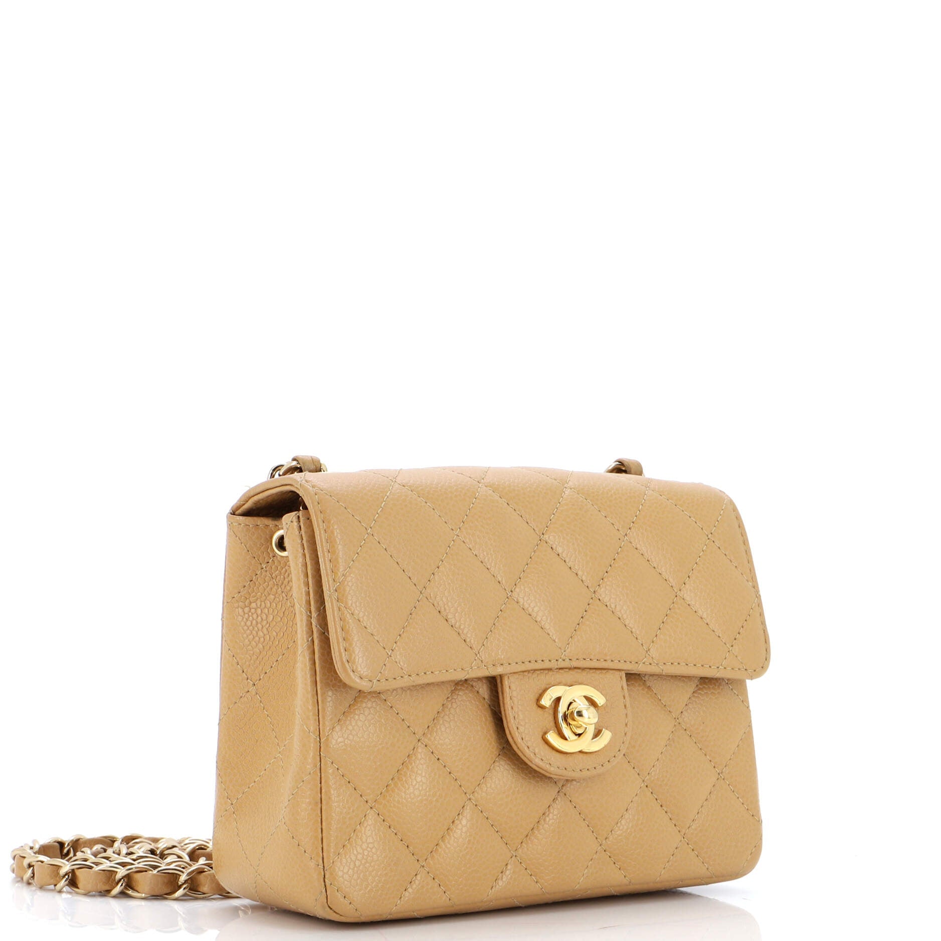 Vintage Square Classic Single Flap Bag Quilted Caviar Mini