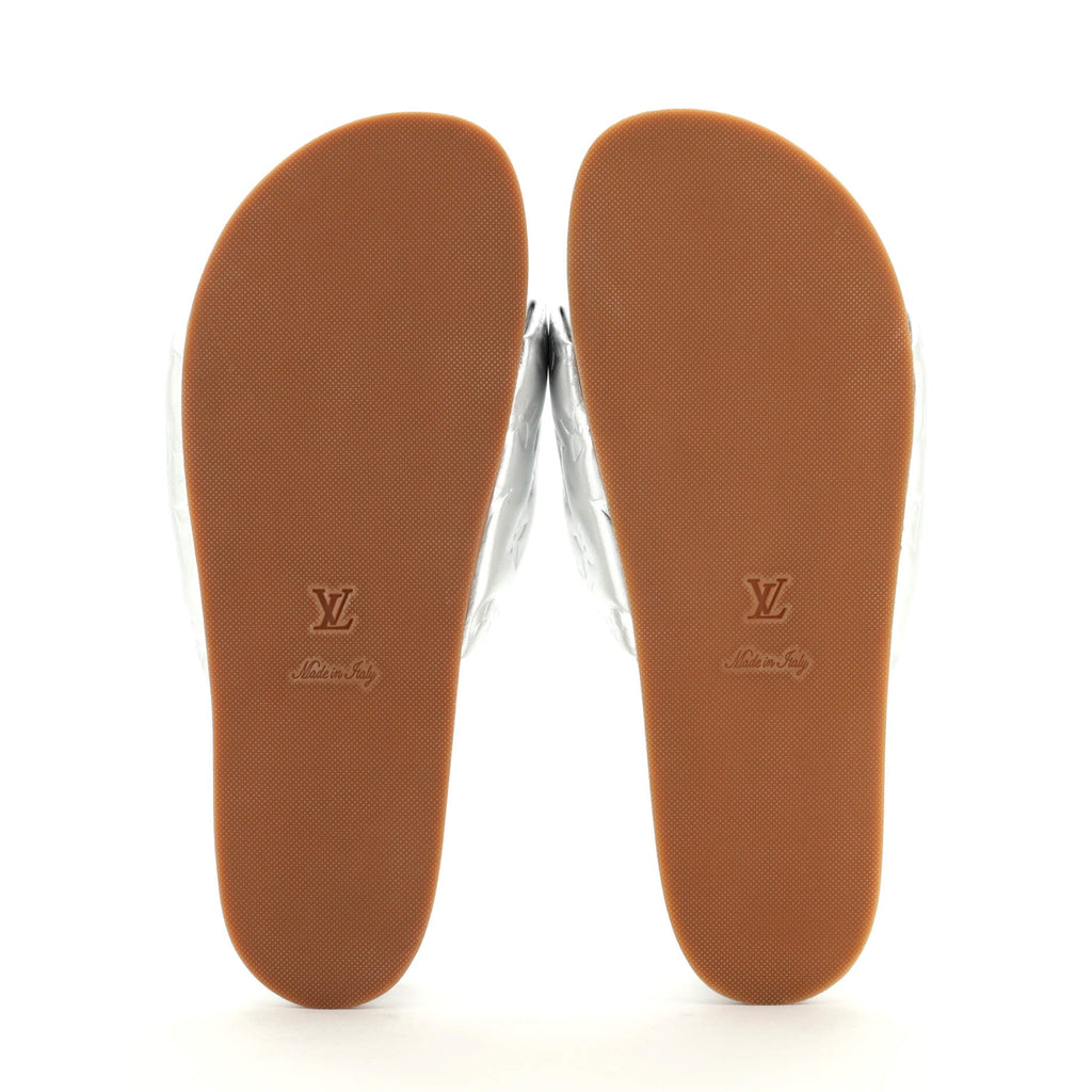 Women's Jumbo Flatform Mule Sandals Monogram Embossed Lambskin