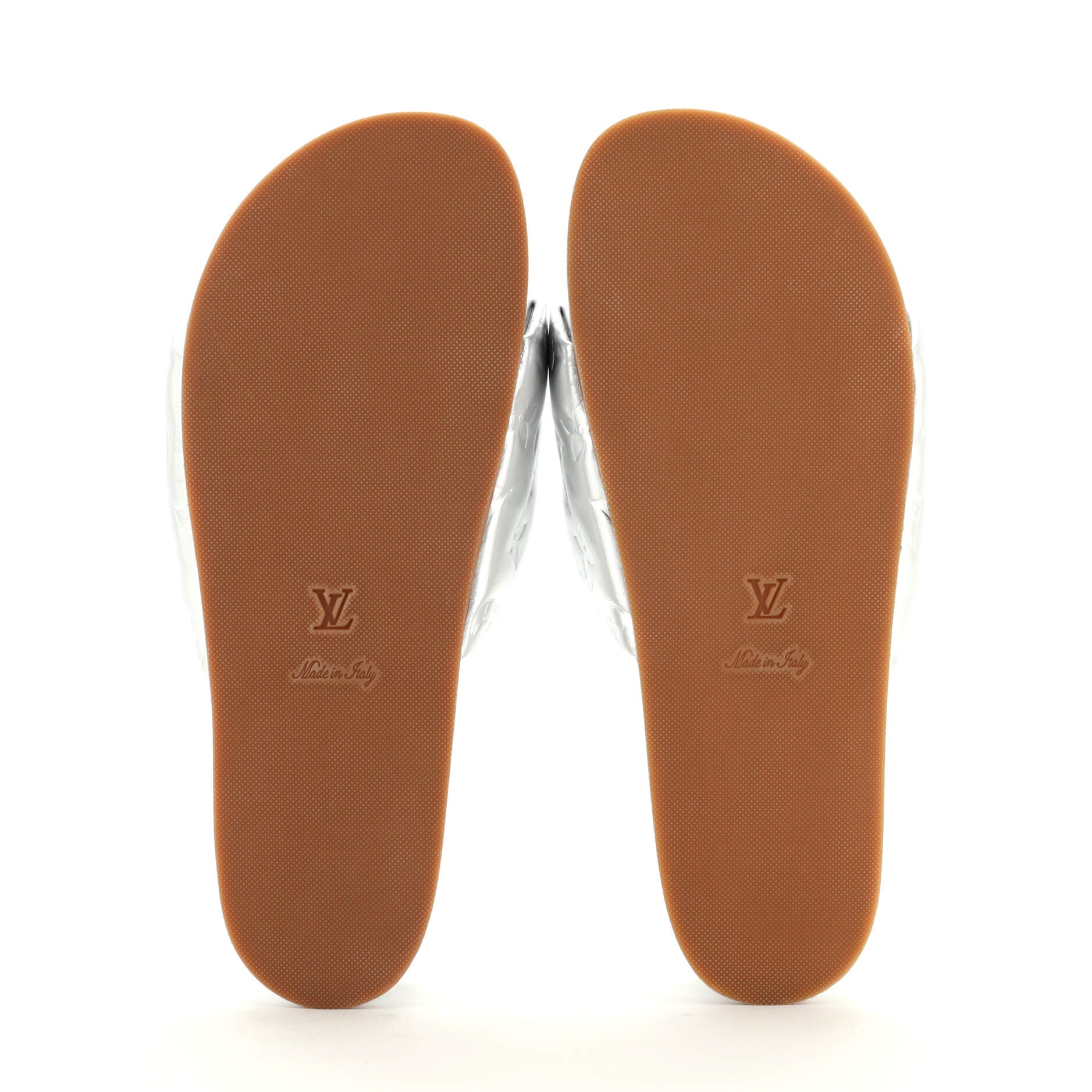 Women's Jumbo Flatform Mule Sandals Monogram Embossed Lambskin