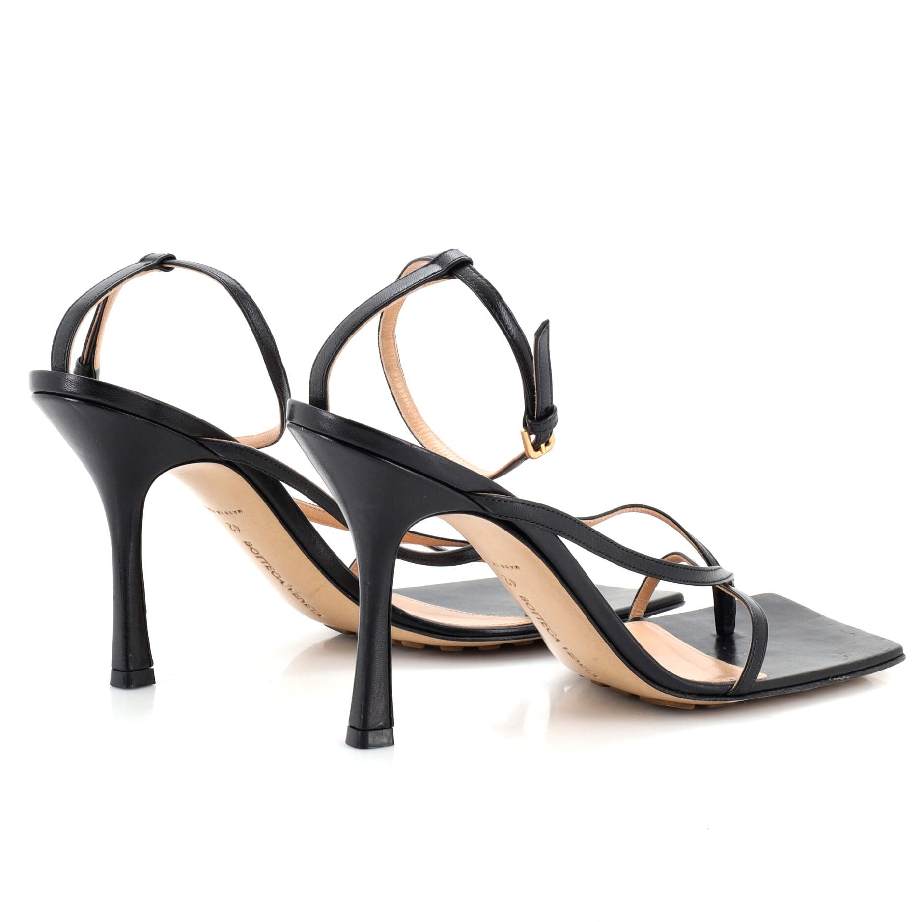 Women's Stretch Strap Heeled Sandals Leather