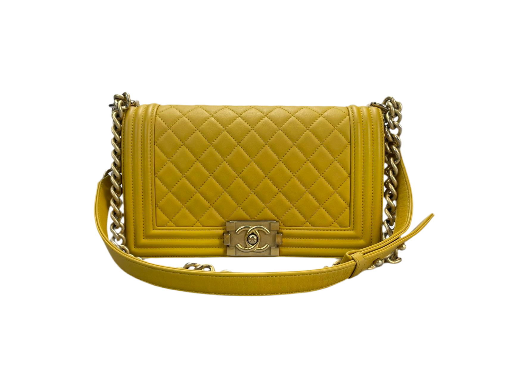 Chanel Le boy Medium in Lemon Yellow Bag with Gold Hardware