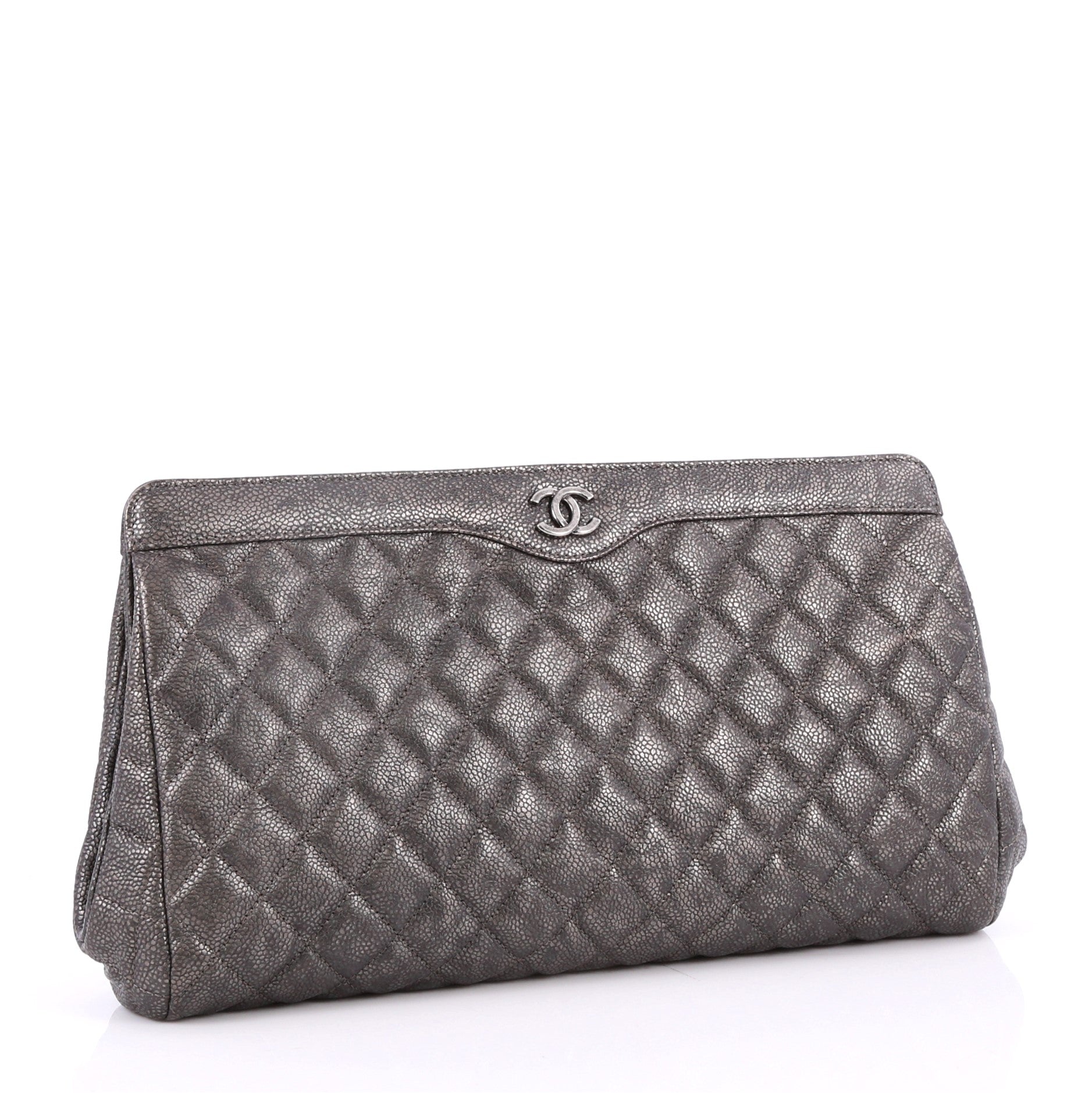 CC Frame Clutch Quilted Caviar Large