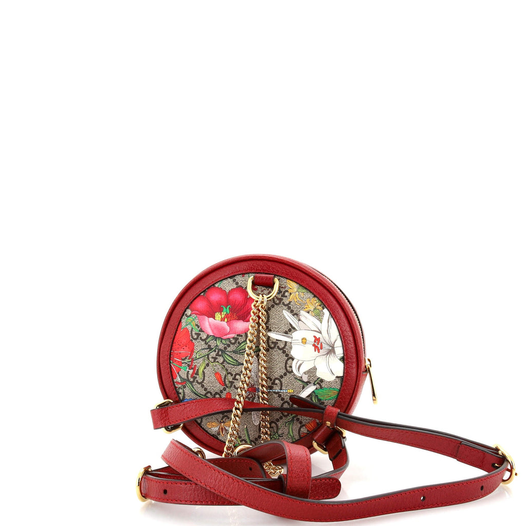 Ophidia Round Backpack Flora GG Coated Canvas Mini
