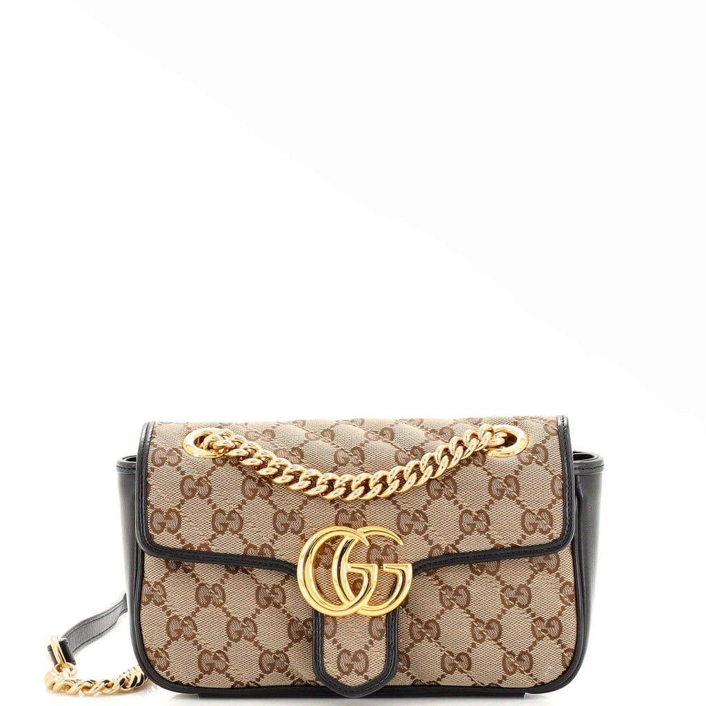 GG Marmont Flap Bag Diagonal Quilted GG Canvas Mini