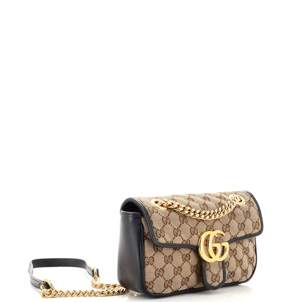 GG Marmont Flap Bag Diagonal Quilted GG Canvas Mini