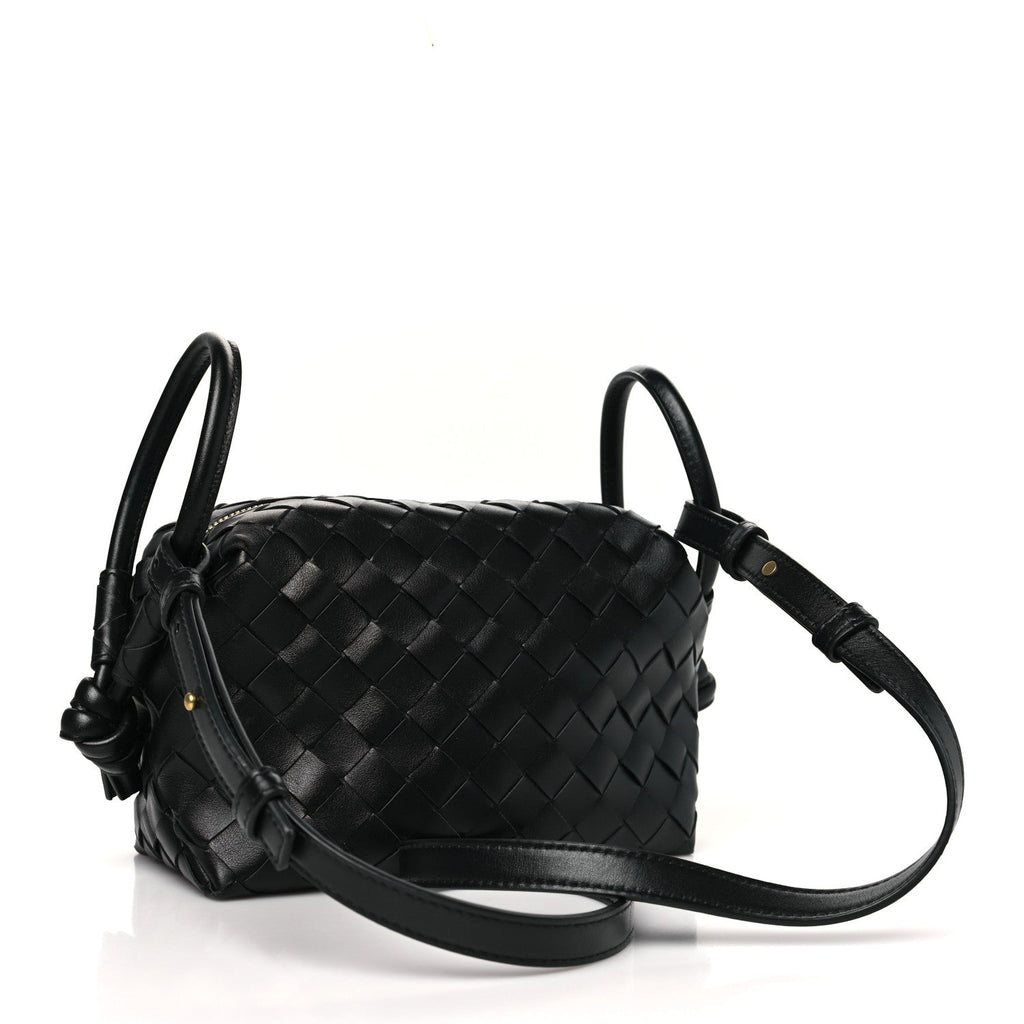 Nappa Intrecciato Loop Top Handle Camera Bag Black